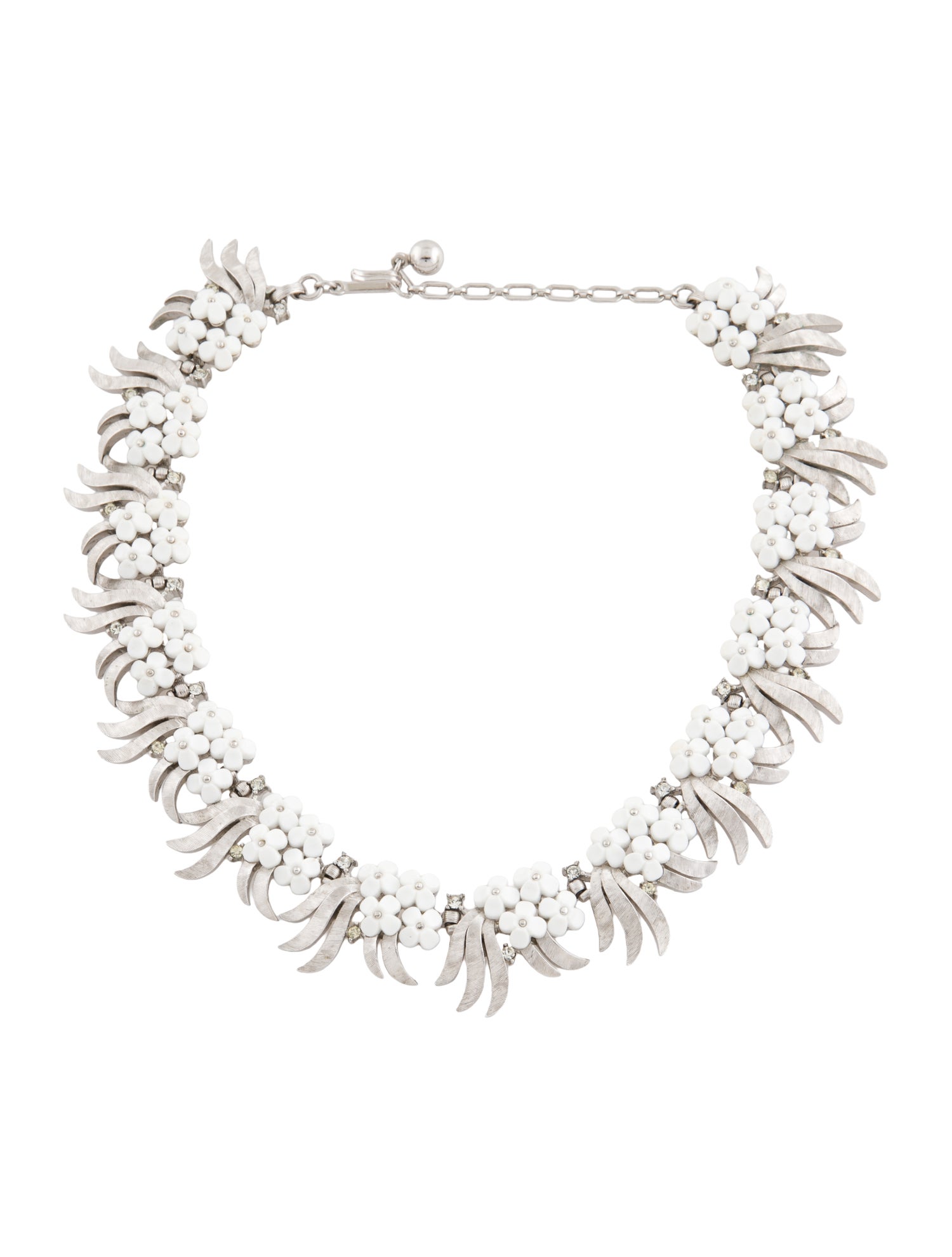 Trifari Flower & Crystal Collar Necklace