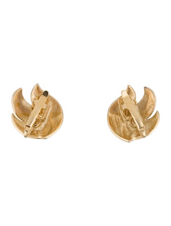 Trifari Enamel Flare Clip On Earrings