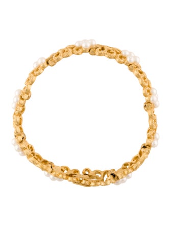 Trifari Faux Pearl Chain Link Bracelet