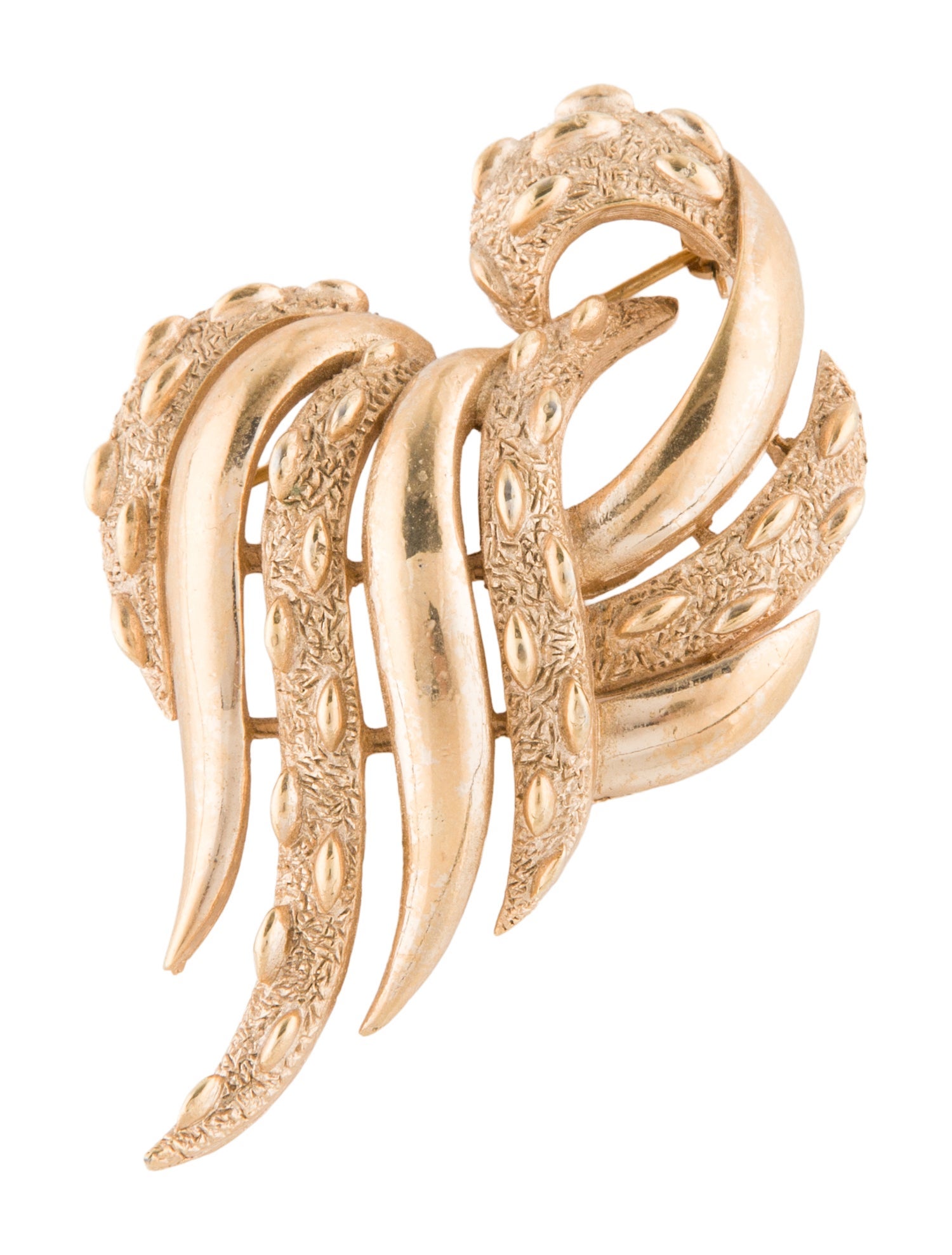 Trifari Textured Leaf Brooch Pin