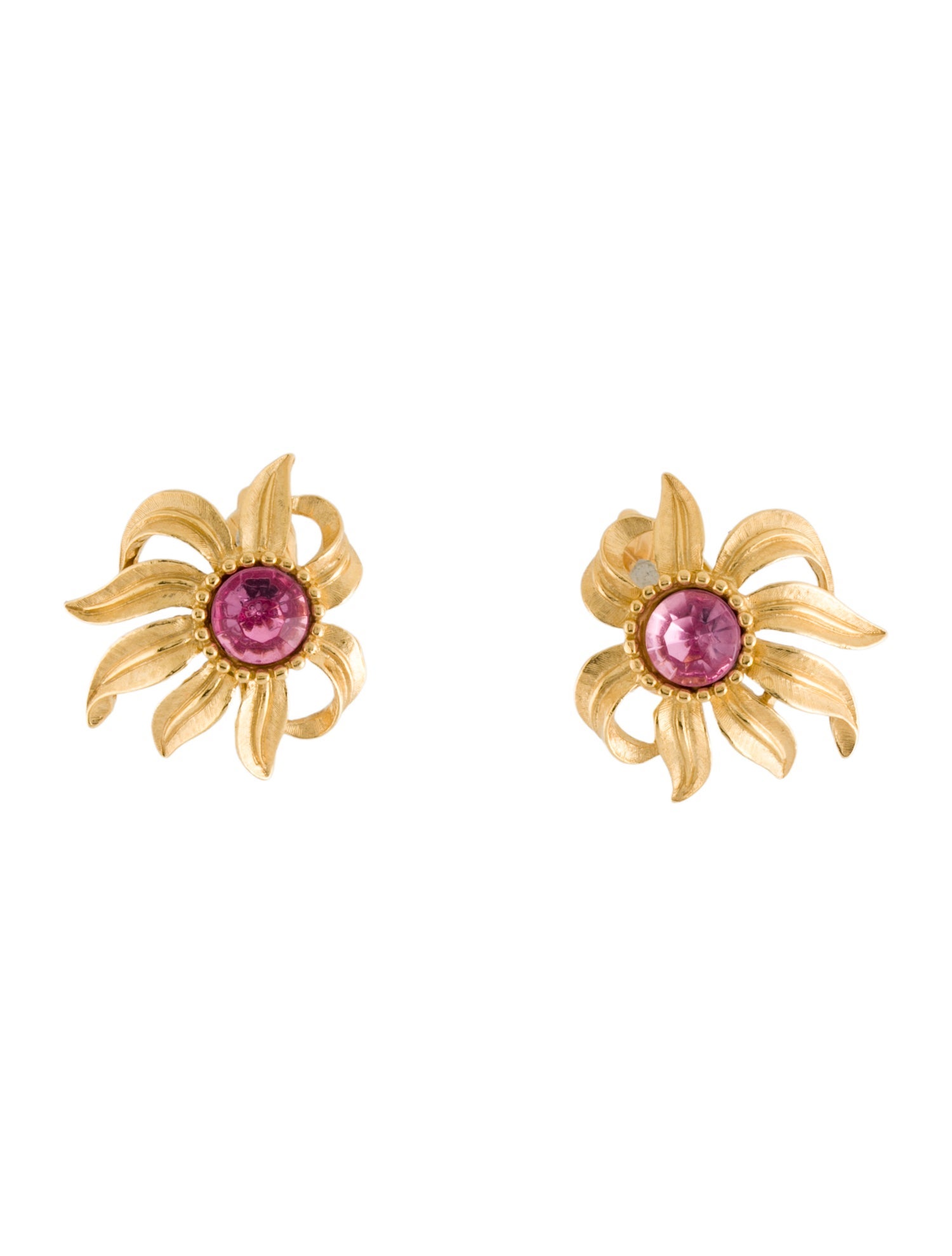 Trifari Crystal Flower Clip-On Earrings