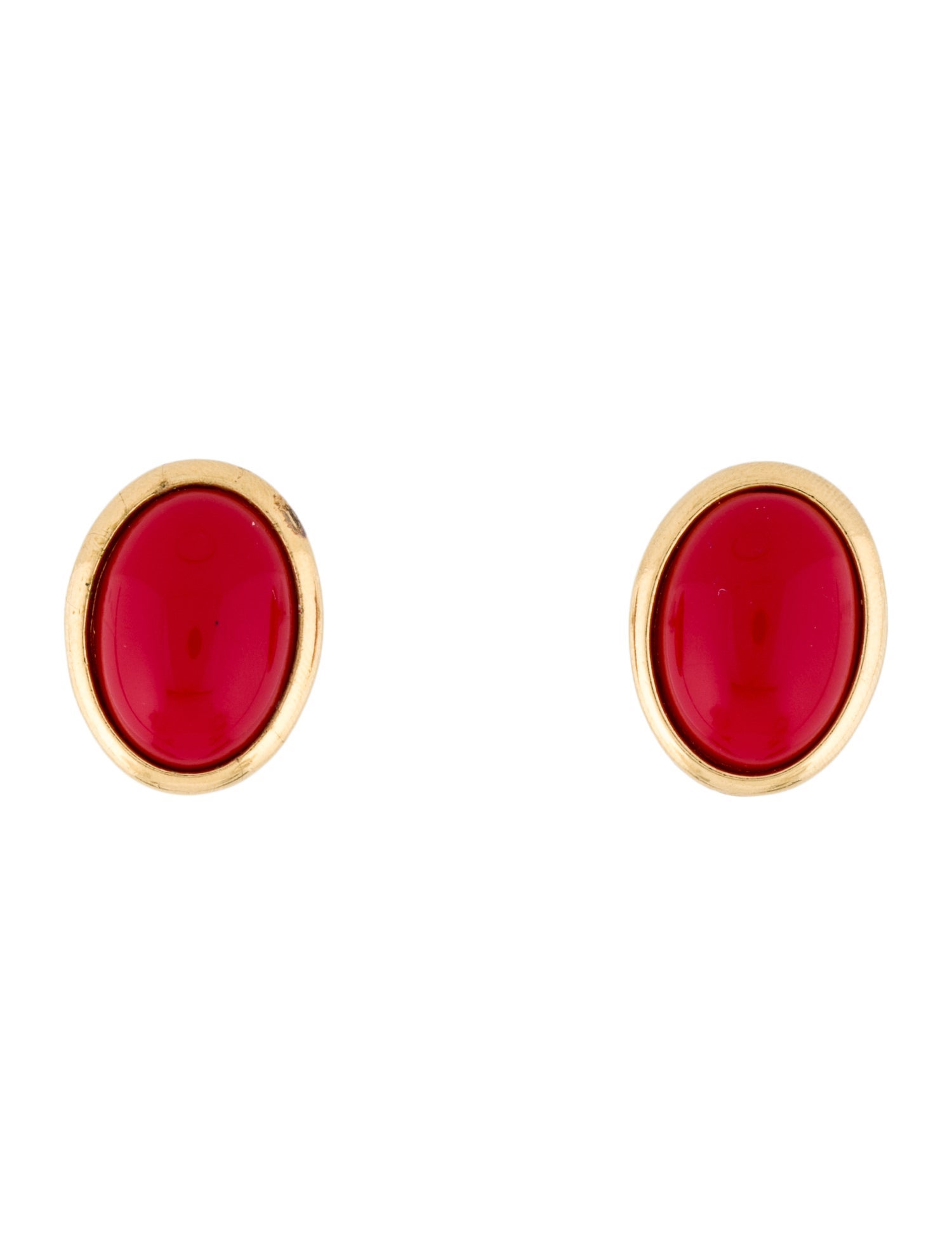 Trifari Resin Cabochon Stud Earrings