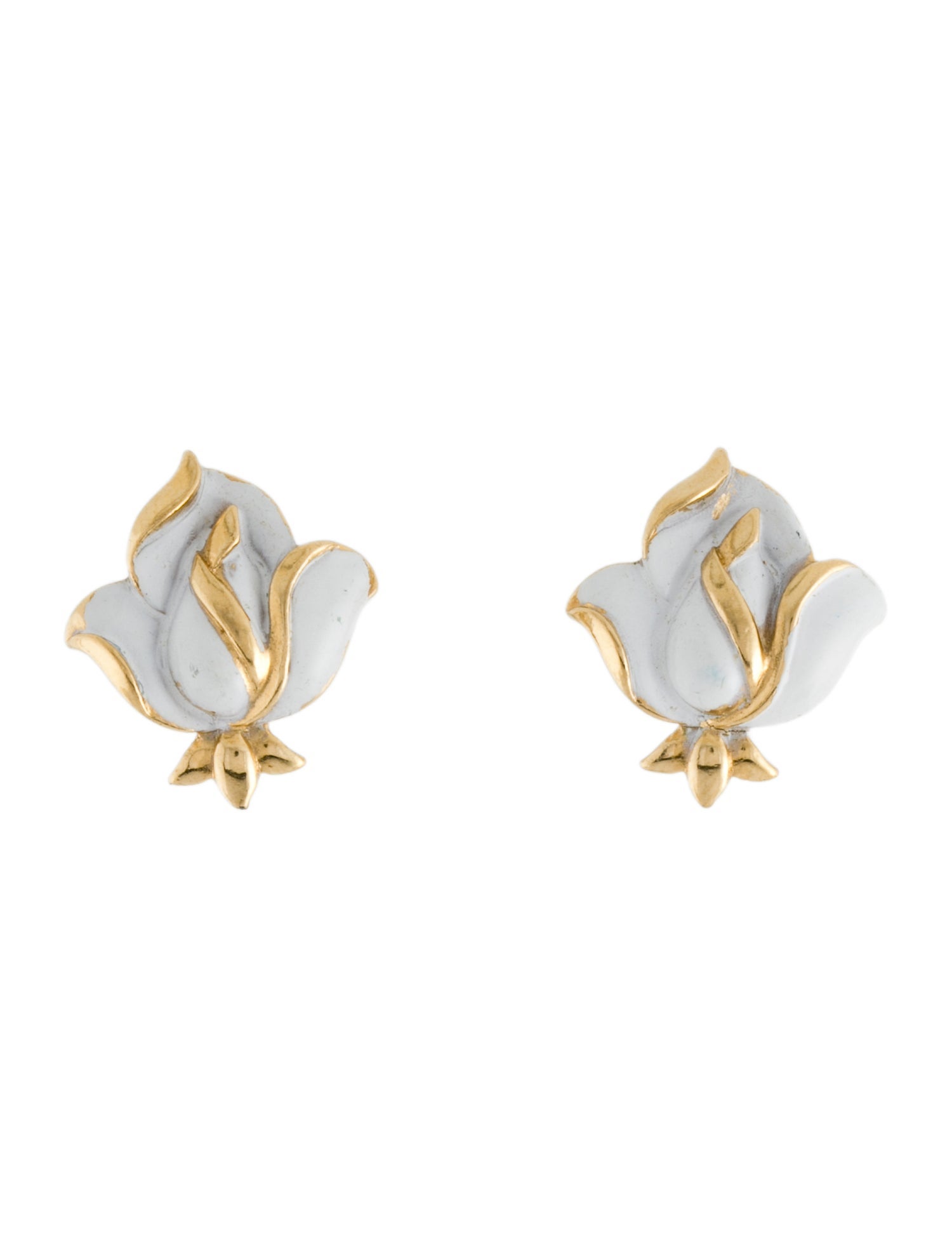 Trifari Enamel Flower Clip-On Earrings