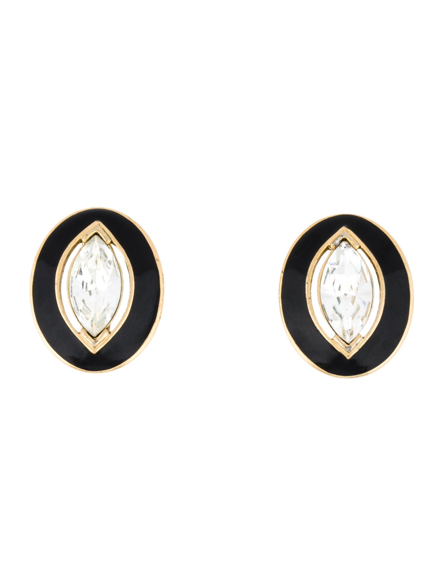 Trifari Crystal & Enamel Clip-On Earrings