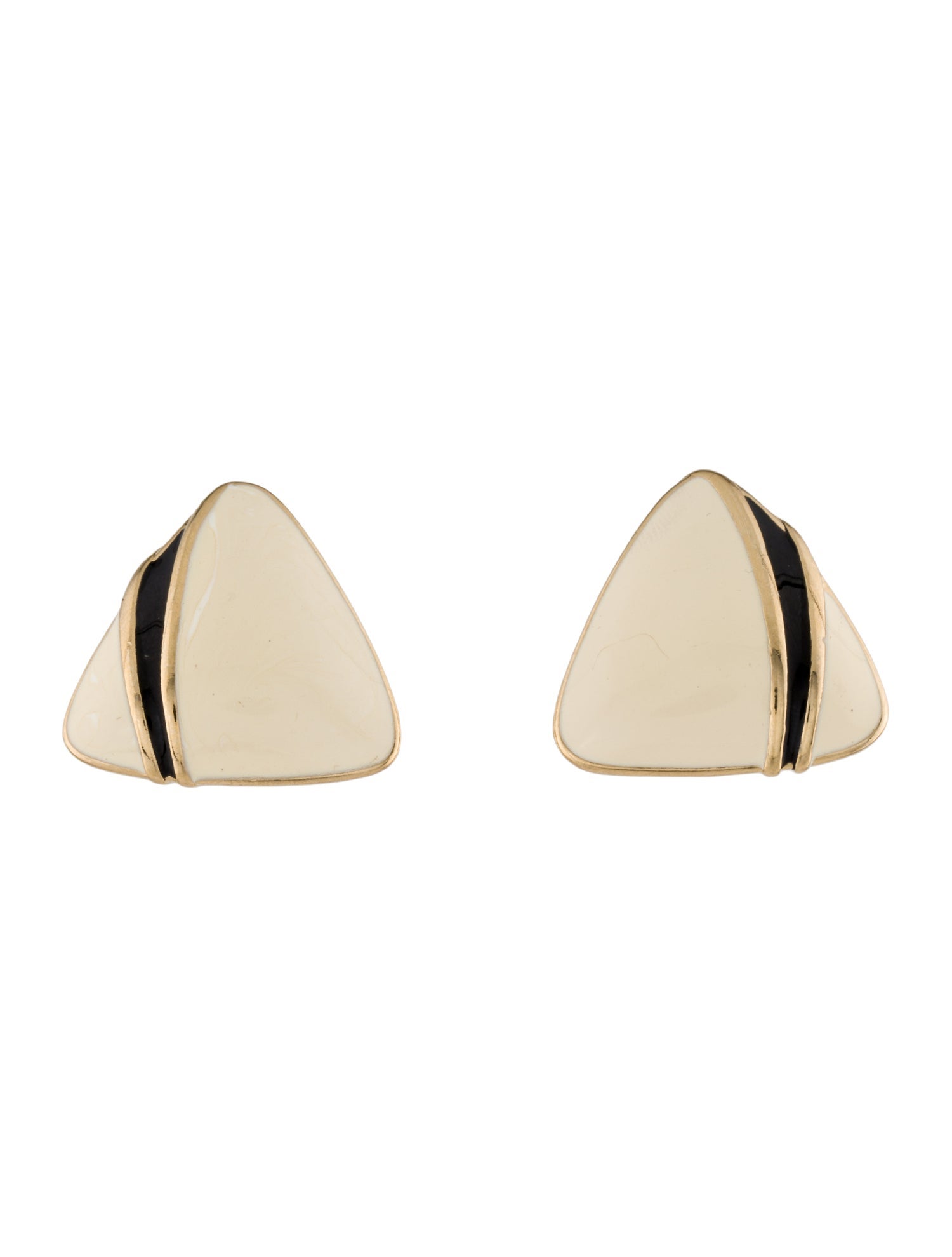 Trifari Enamel Triangle Stud Earrings