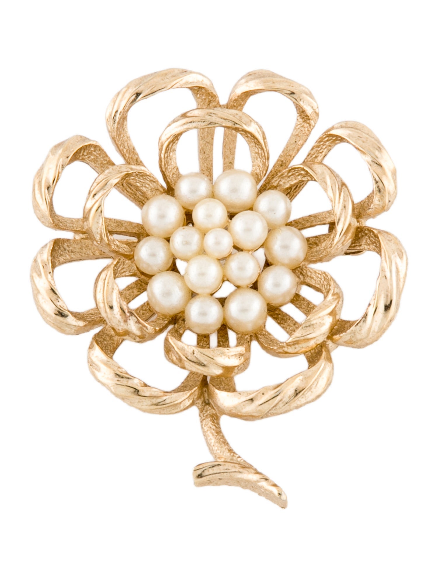 Trifari Vintage Faux Pearl Flower Brooch