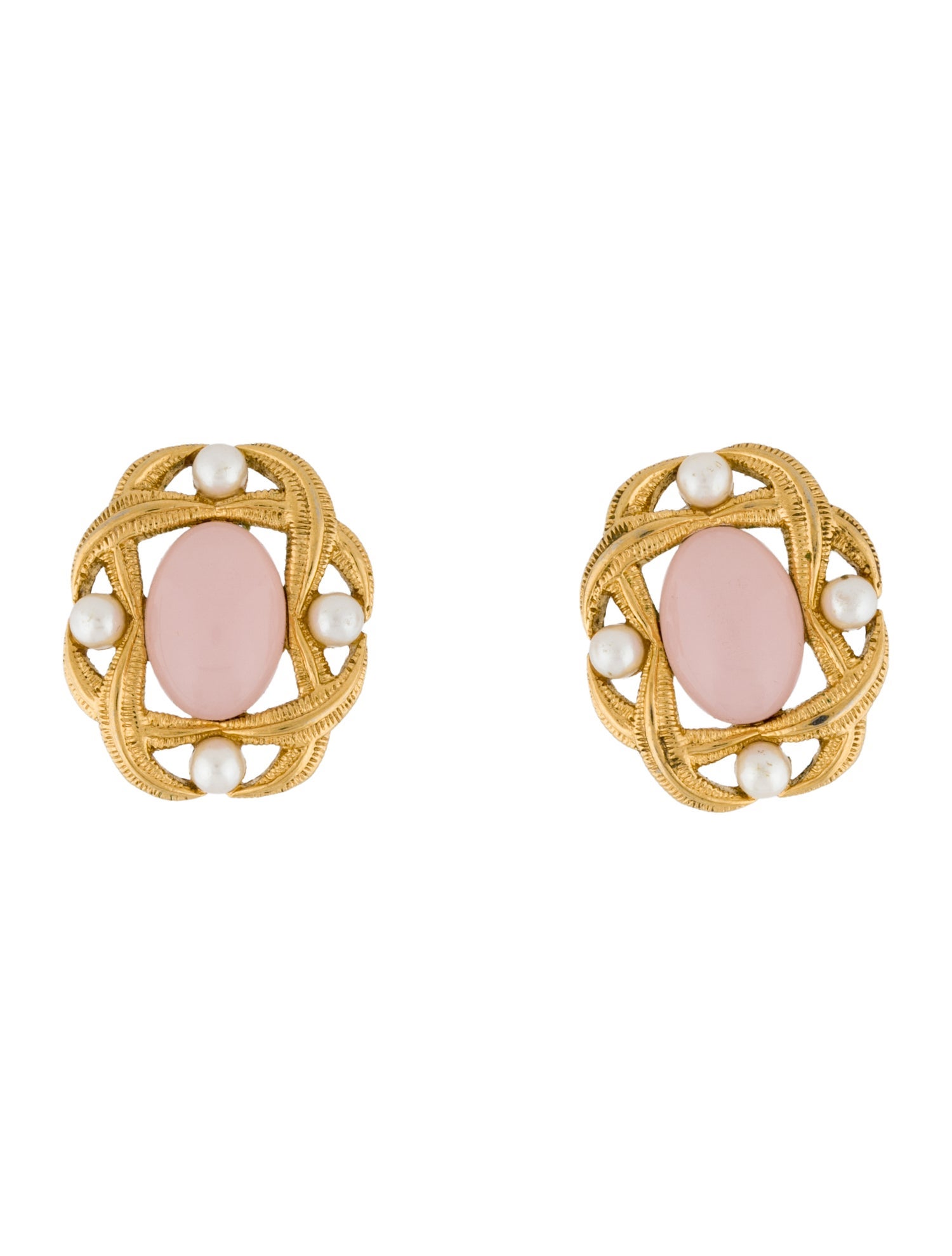 Trifari Faux Pearl & Resin Stud Earring