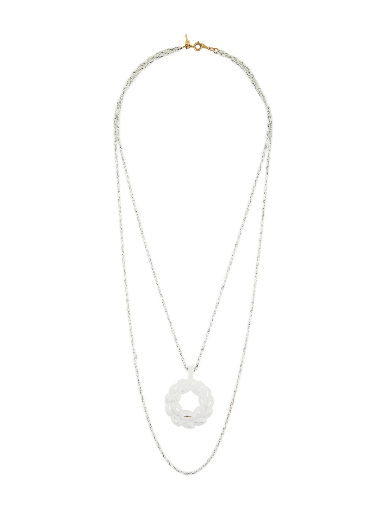 Trifari Enamel Double Strand Pendant Necklace