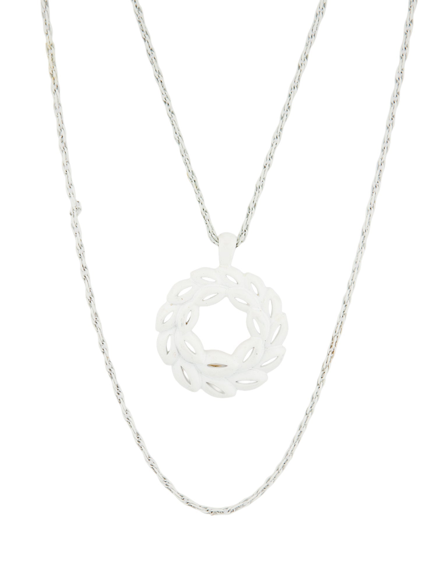 Trifari Enamel Double Strand Pendant Necklace