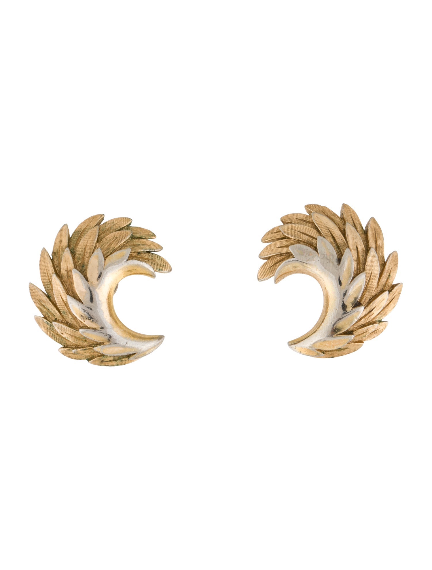 Trifari Vintage Feathered Wing Clip On Earrings