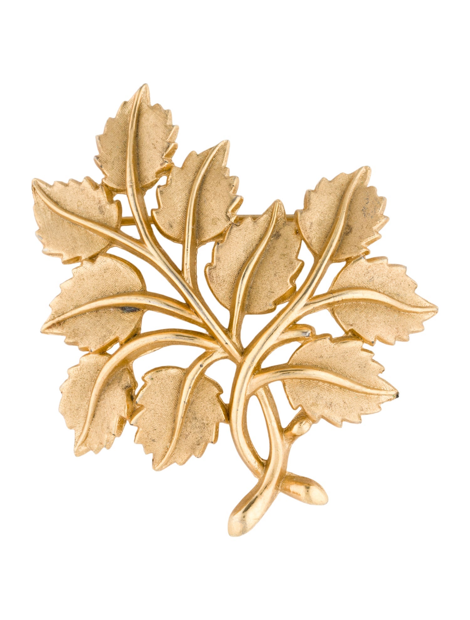 Trifari Textured Branch Brooch