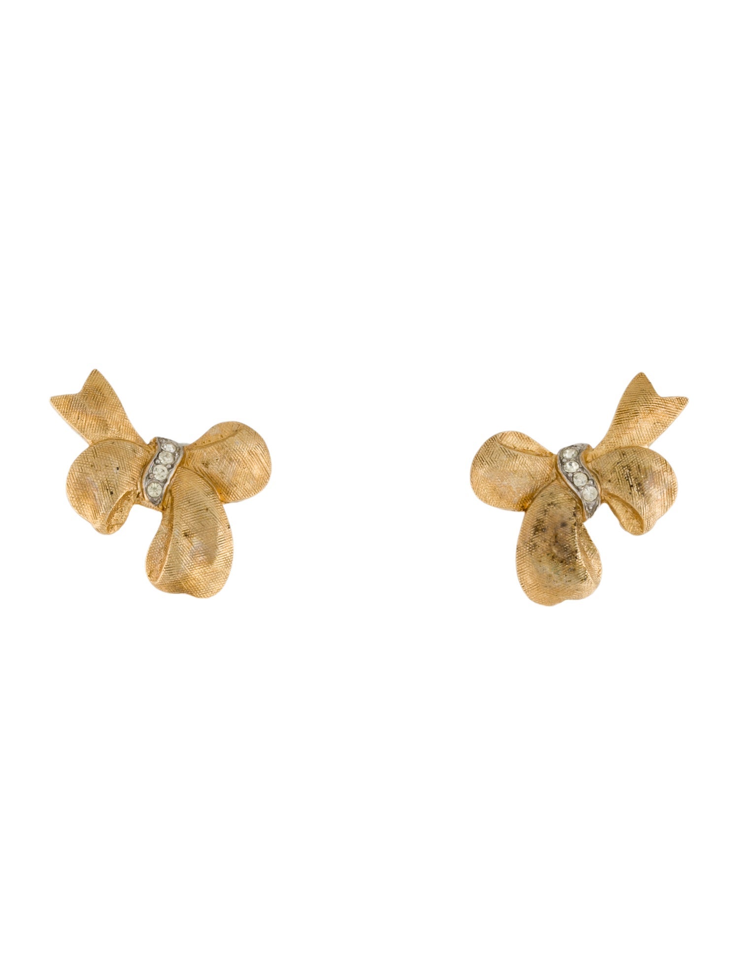 Trifari Vintage Crystal Bow Earrings