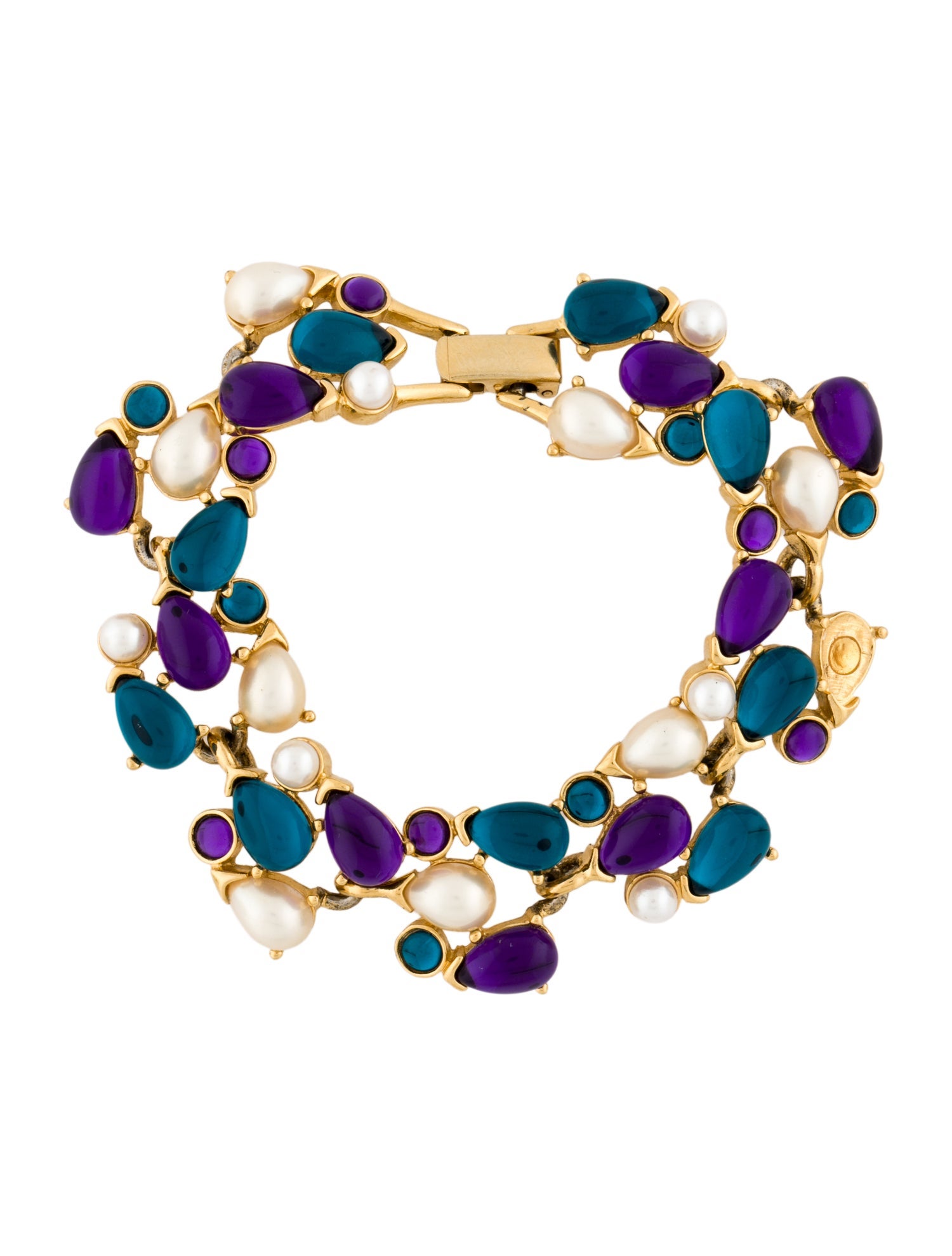 Trifari Faux Pearl & Resin Link Bracelet