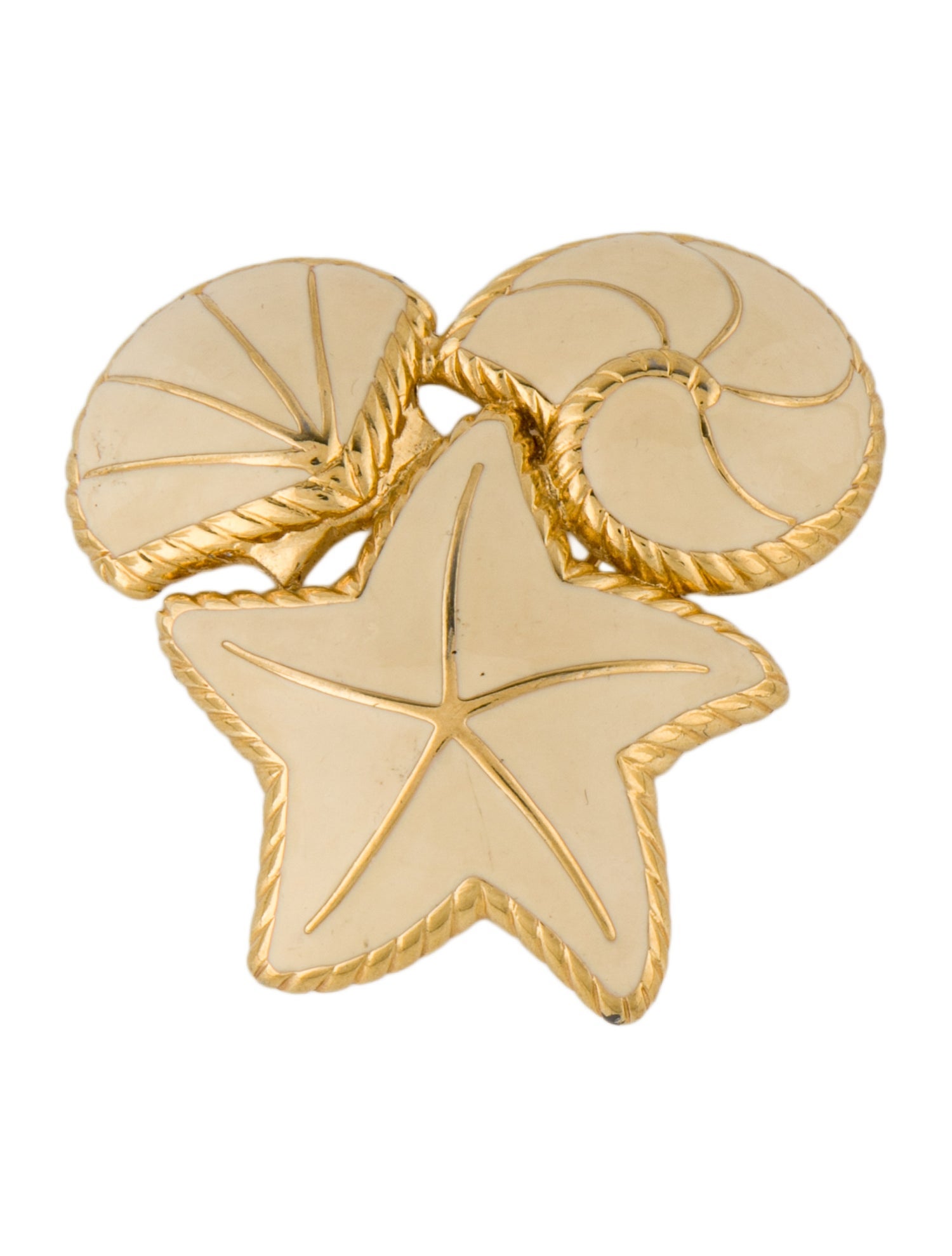 Trifari Enamel Shell & Starfish Brooch Pin
