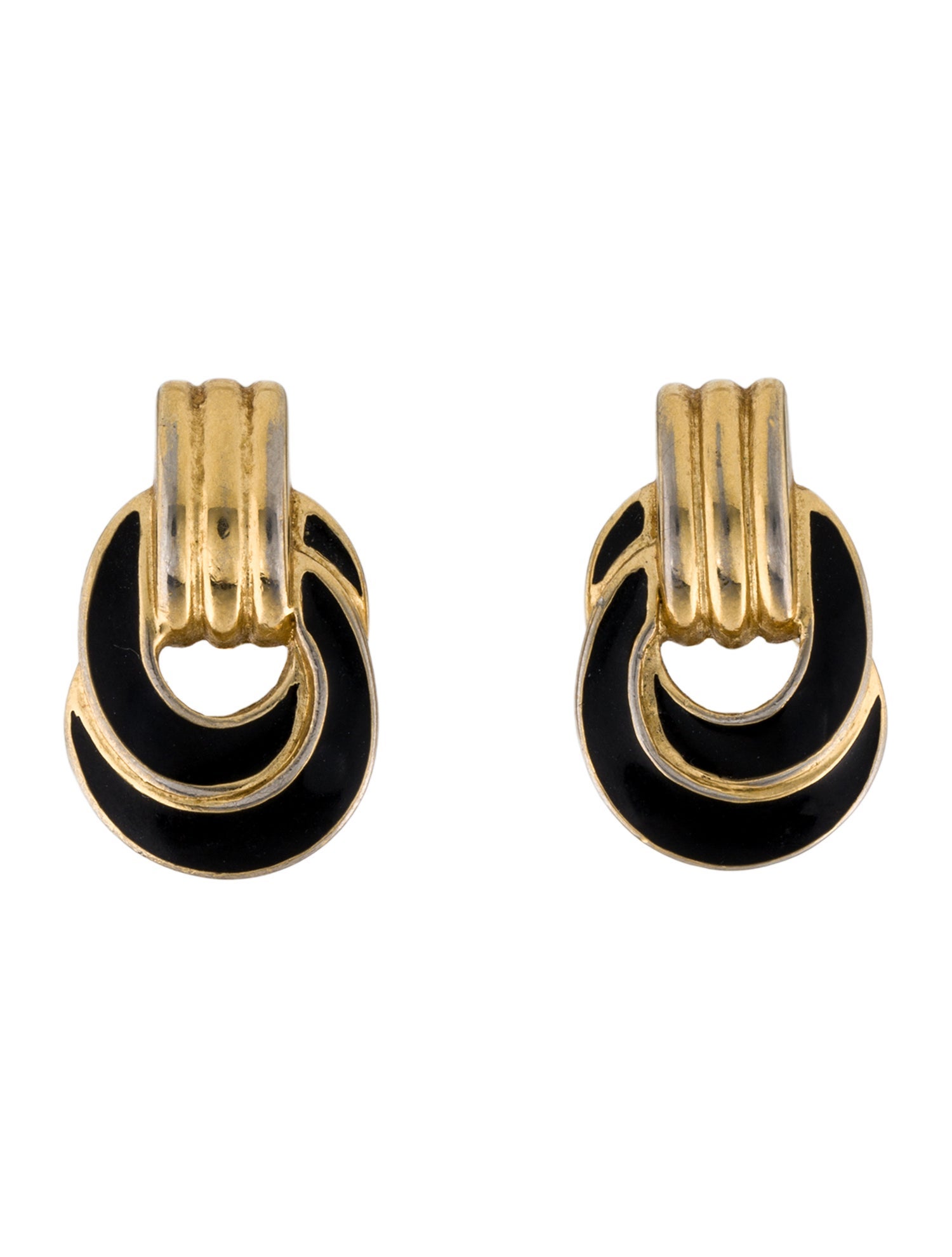 Trifari Enamel Clip-On Drop Earrings