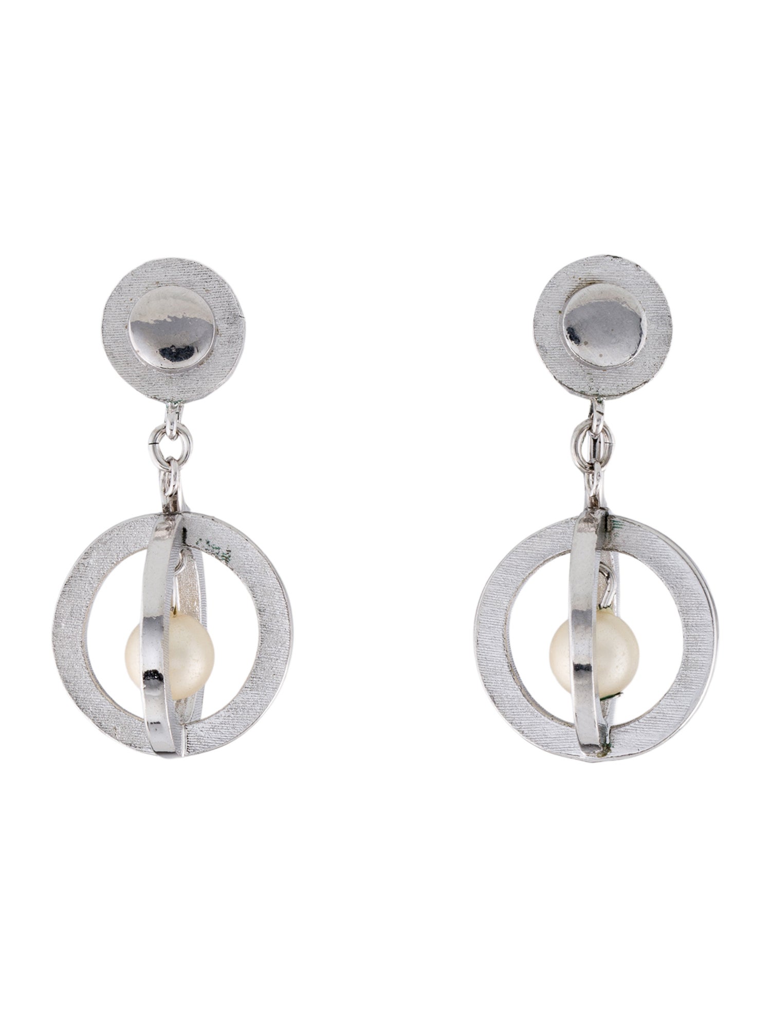 Trifari Faux Pearl Clip On Drop Earrings