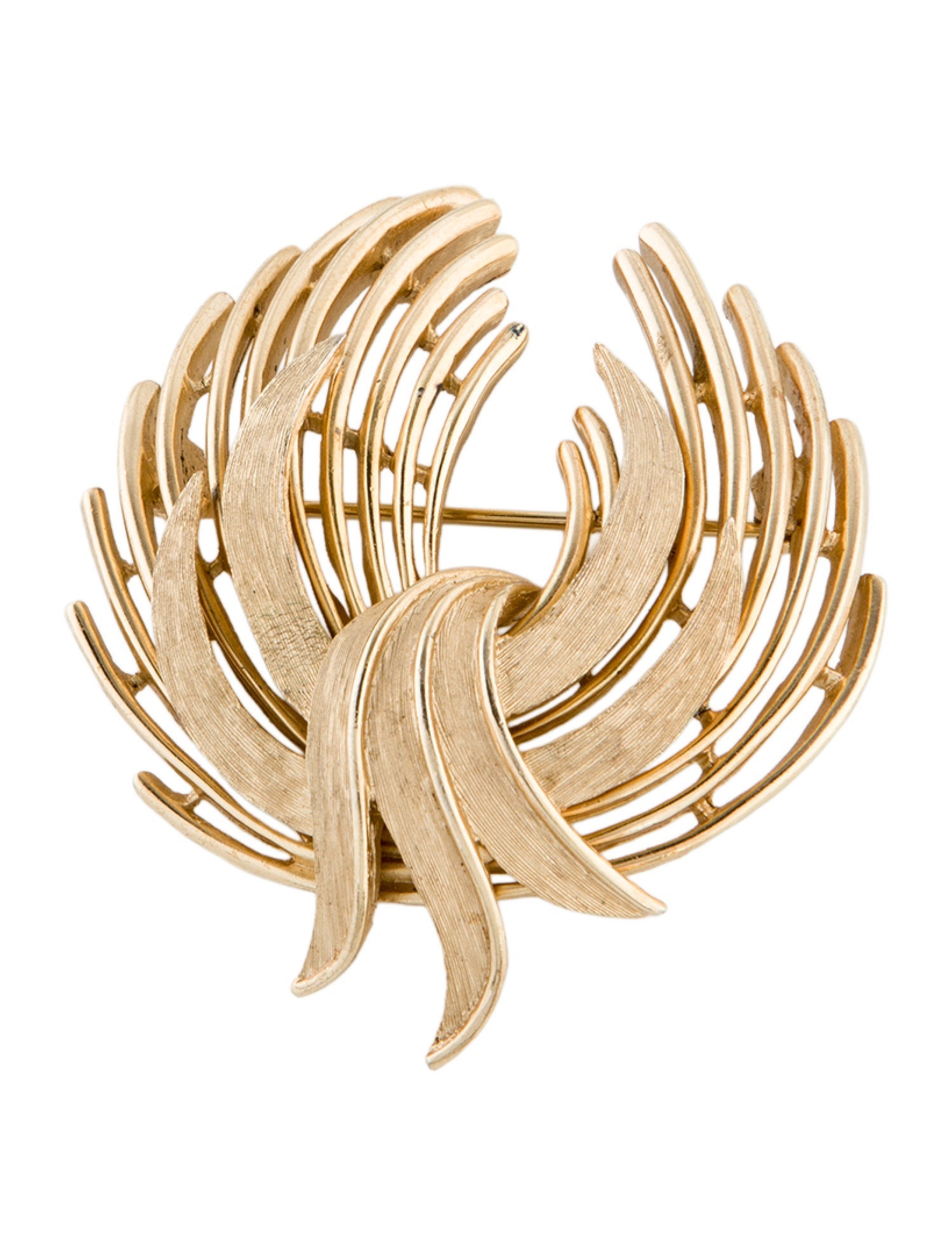 Trifari Vintage Brushed Crescent Pin Brooch