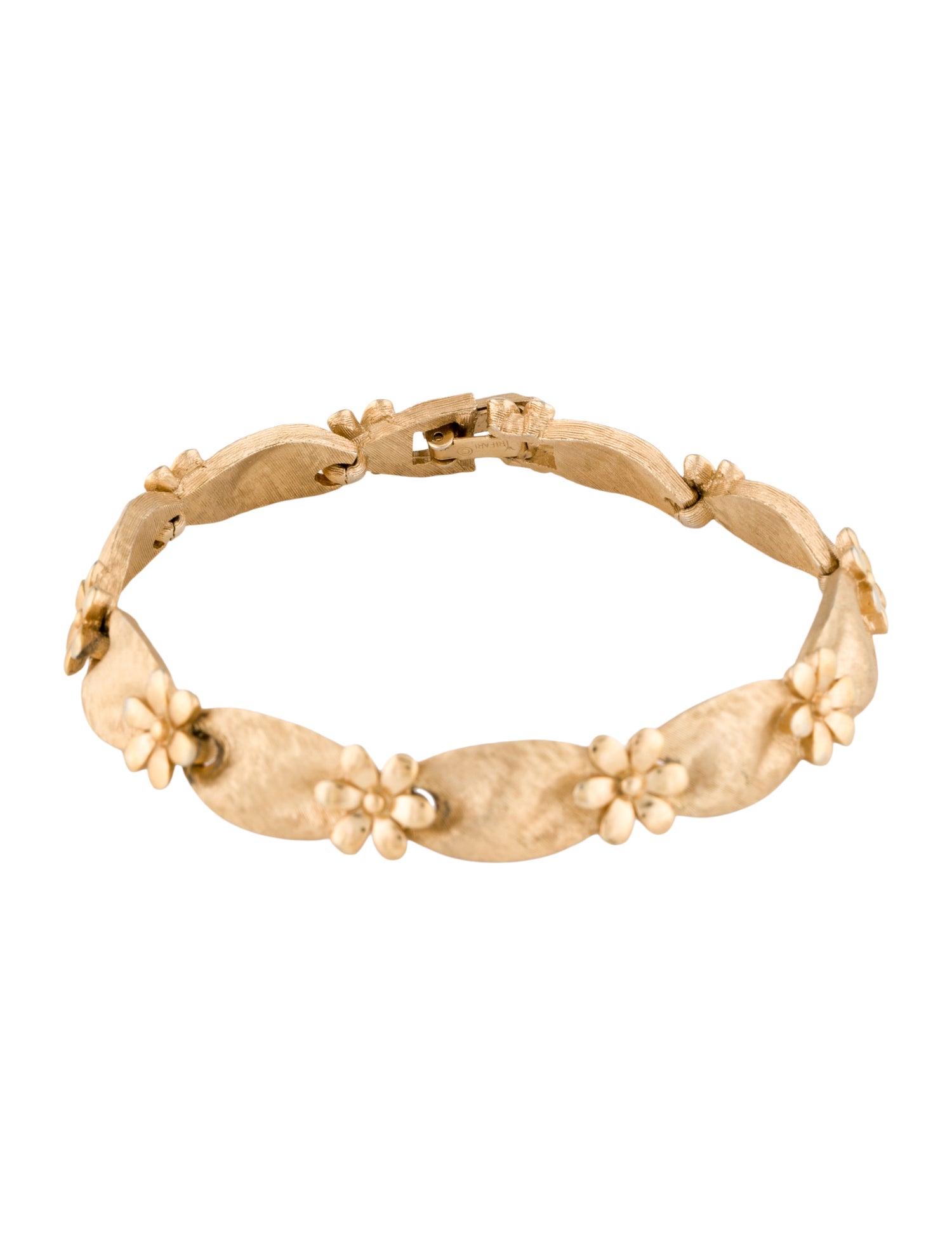 Trifari Vintage Textured Floral Link Bracelet