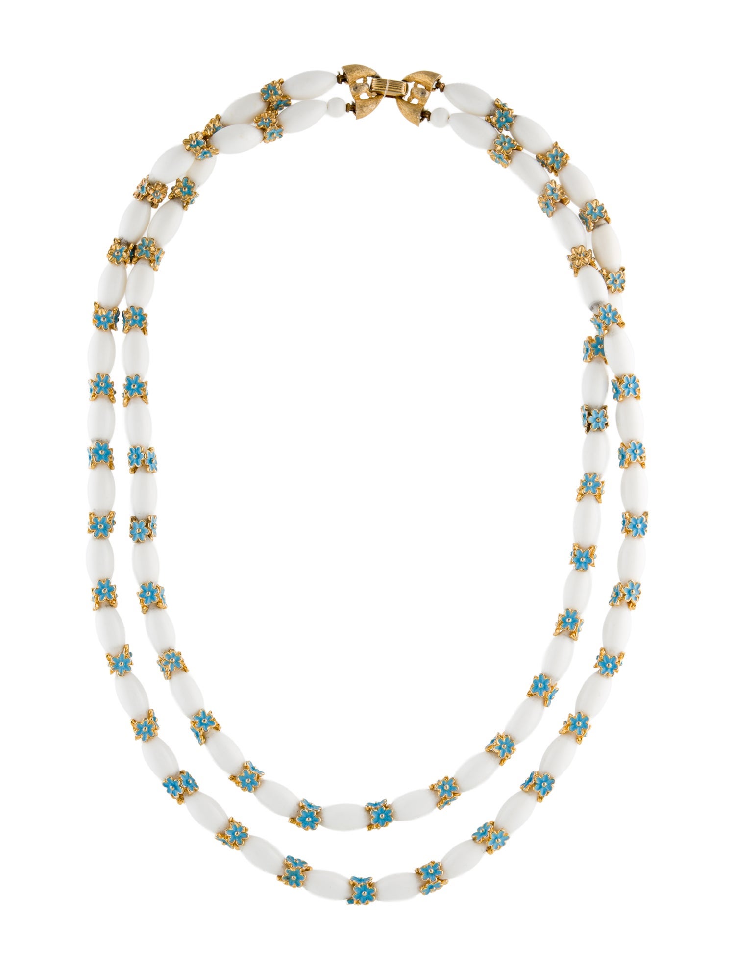 Trifari Vintage Resin & Enamel Double Strand Necklace
