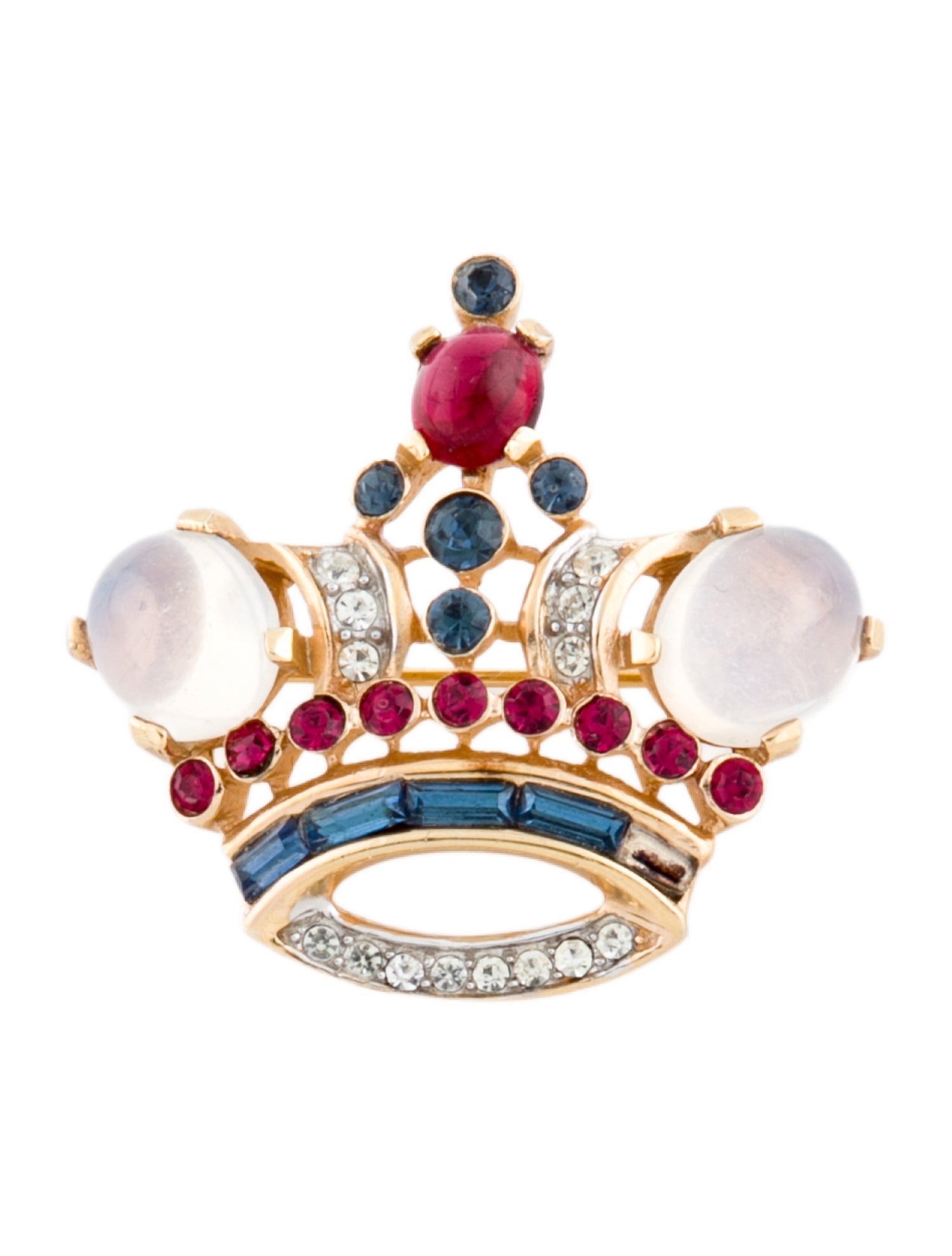 Trifari Crystal Crown Brooch Pin