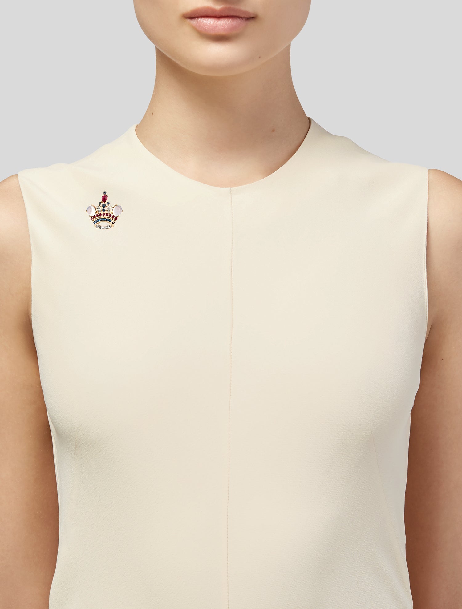 Trifari Crystal Crown Brooch Pin