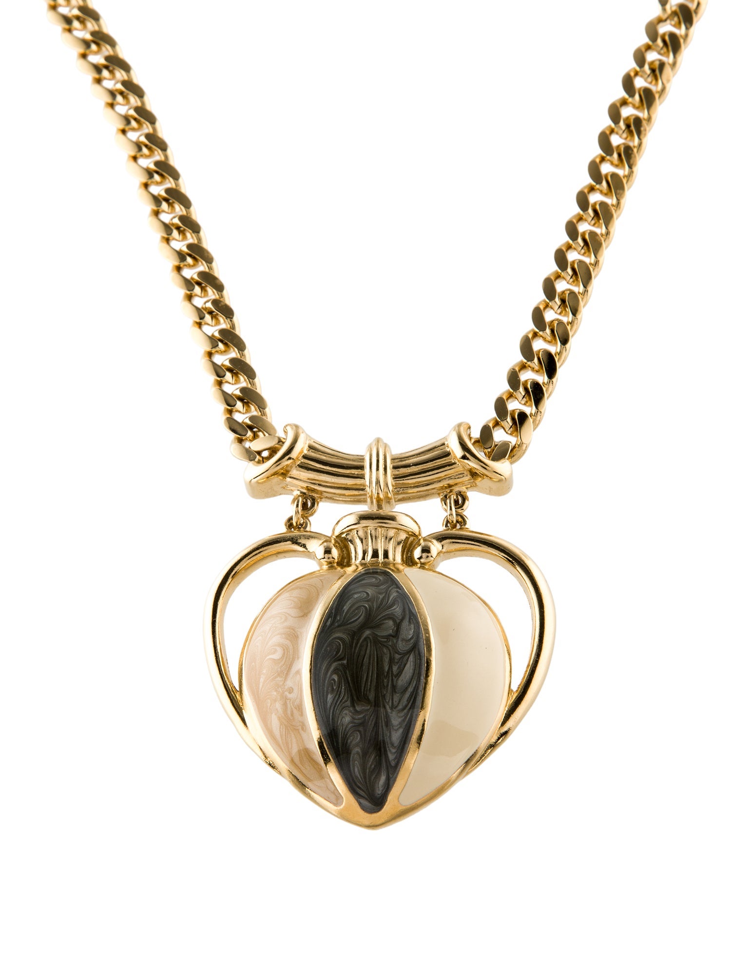 Trifari Vintage Enamel Heart Pendant Necklace