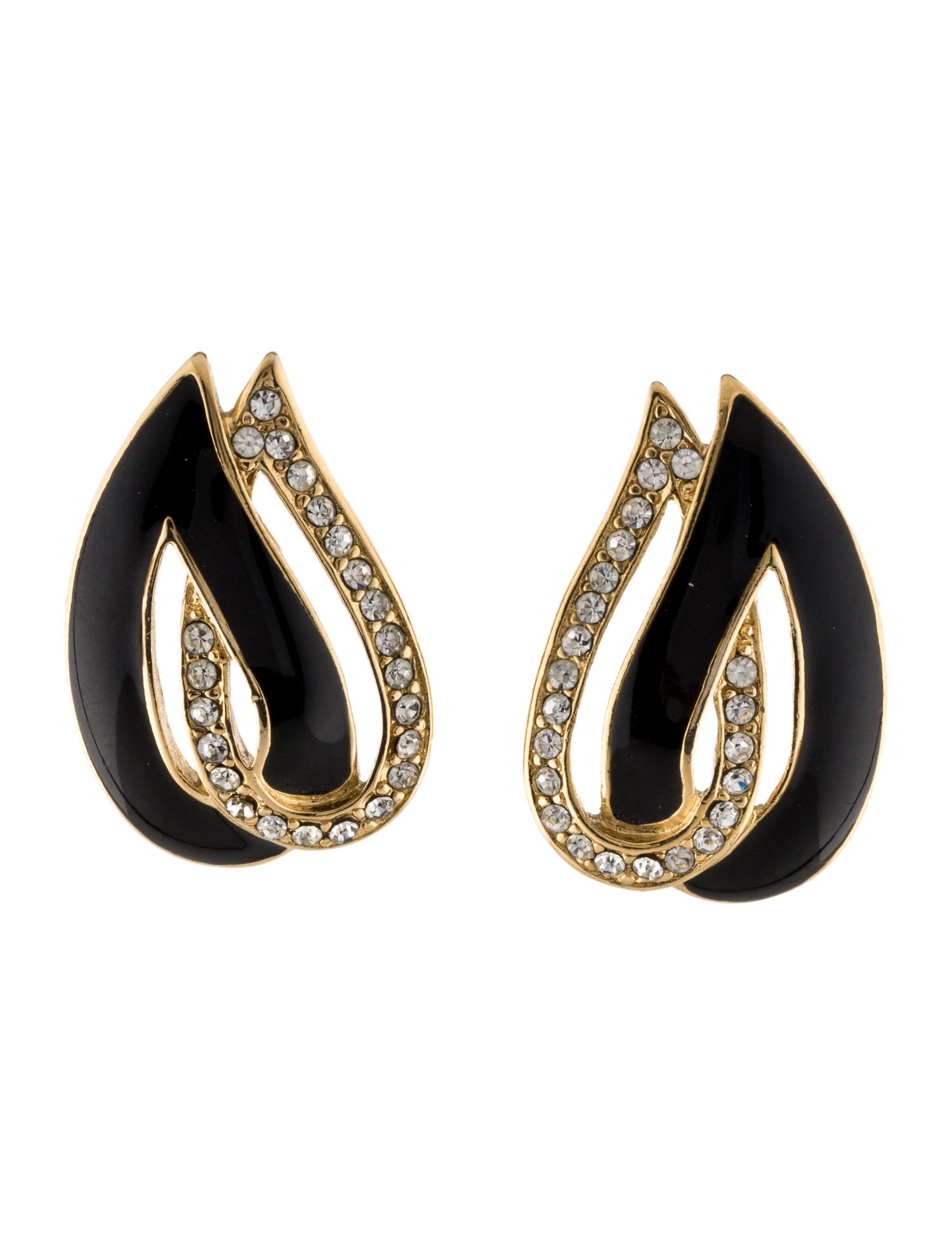 Trifari Crystal & Enamel Stud Earrings