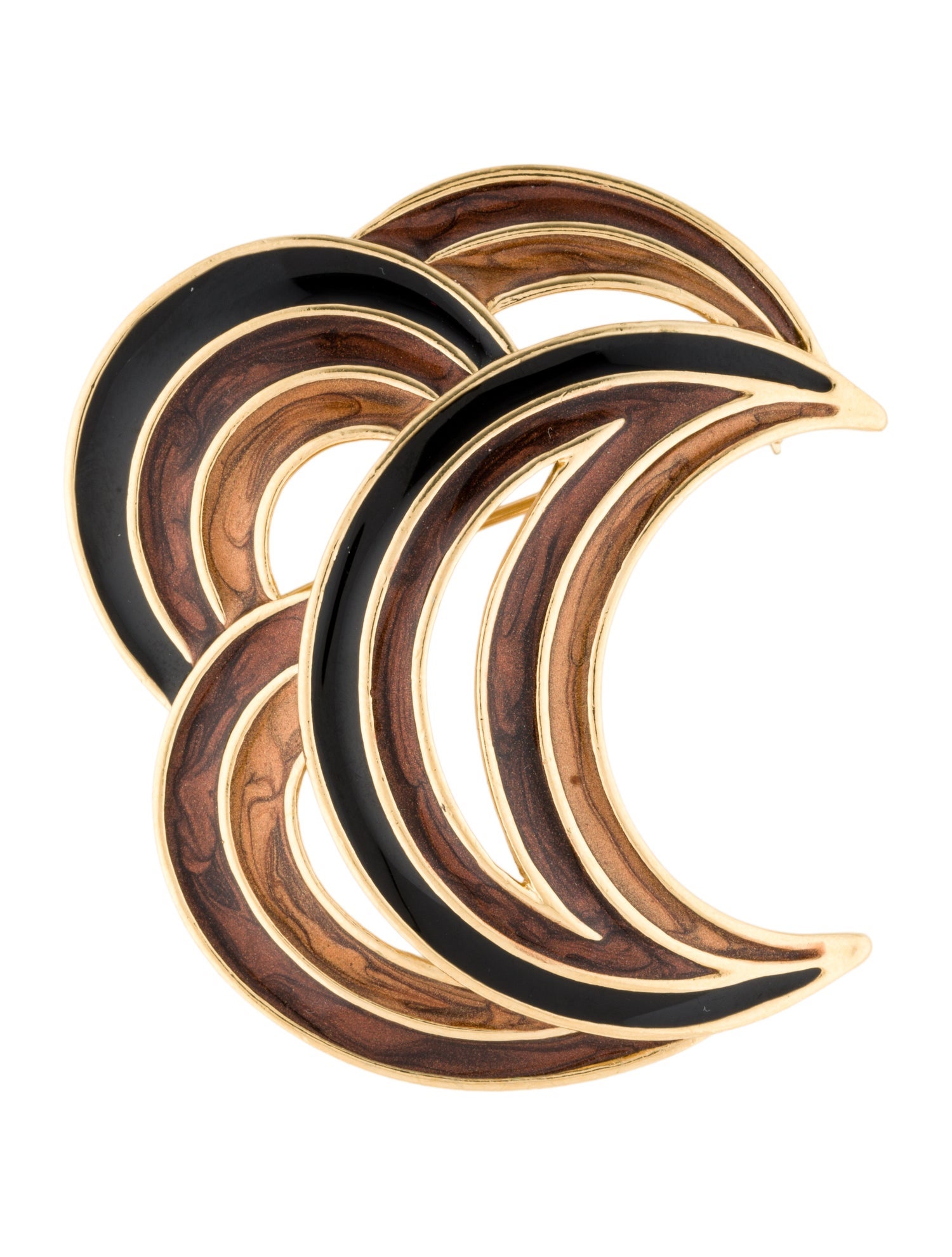 Trifari Vintage Enamel Crescent Pin Brooch