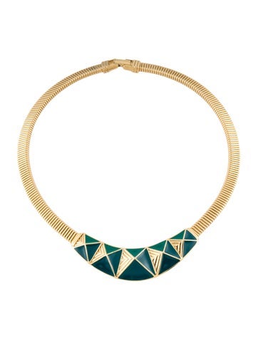 Pre-owned Trifari Enamel Collar Necklace, 18" In Multi