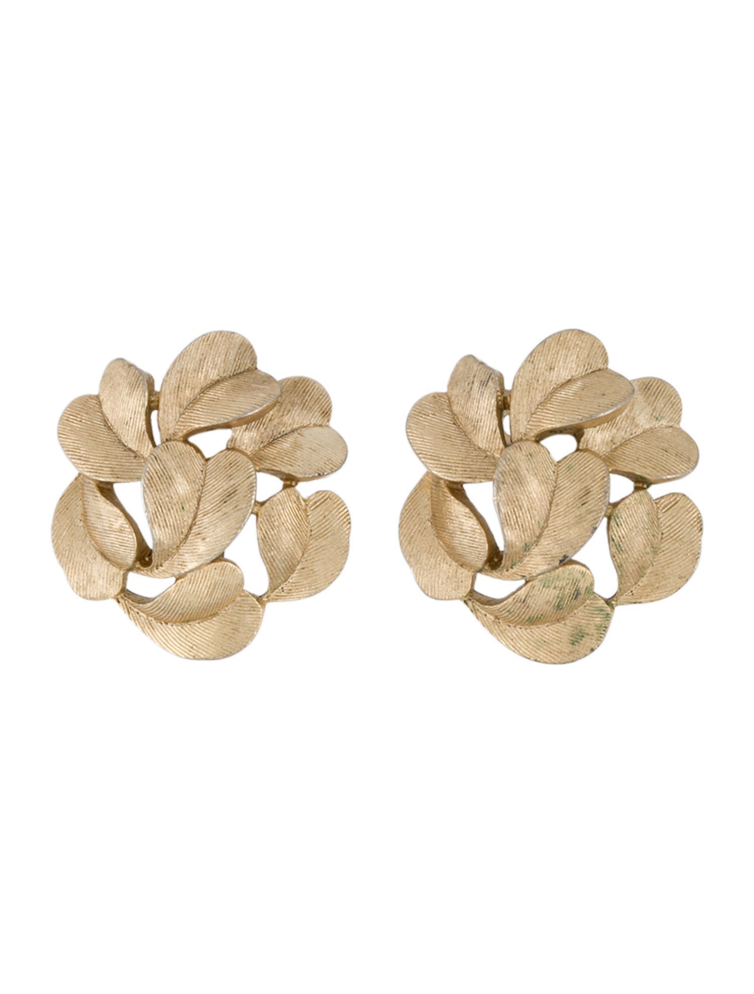 Trifari Textured Leaf Clip-On Earrings