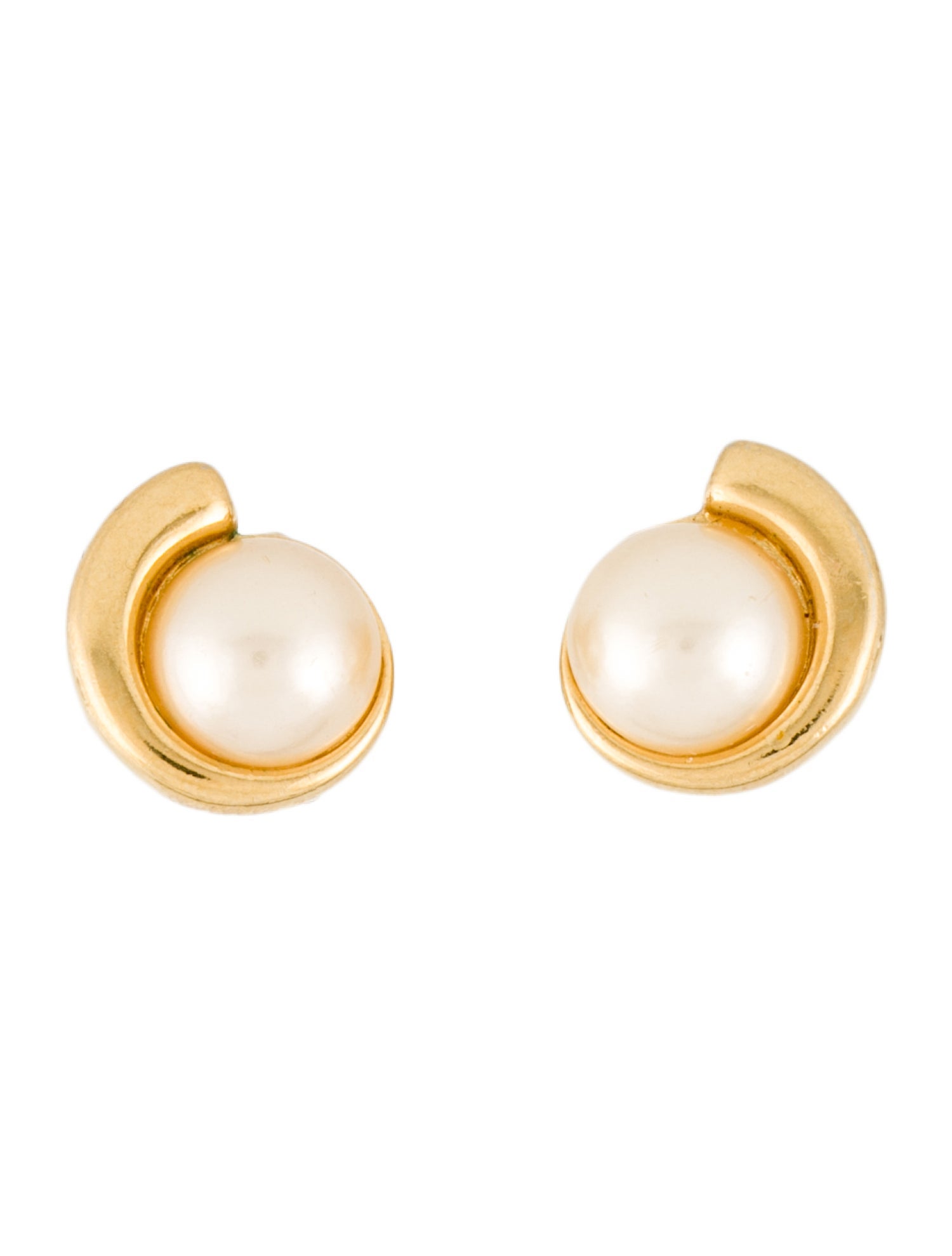 Trifari Faux Pearl Clip On Earrings