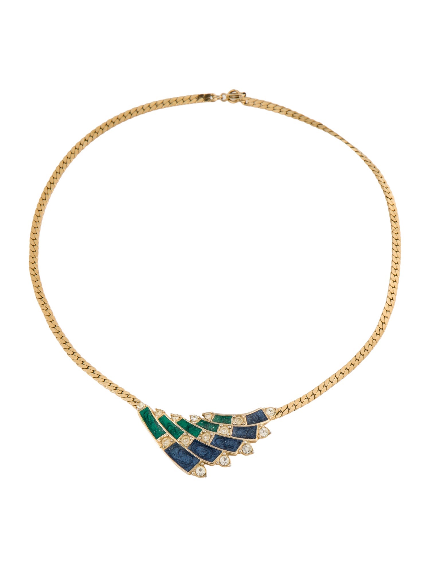 Trifari Vintage Enamel & Crystal Collar Necklace