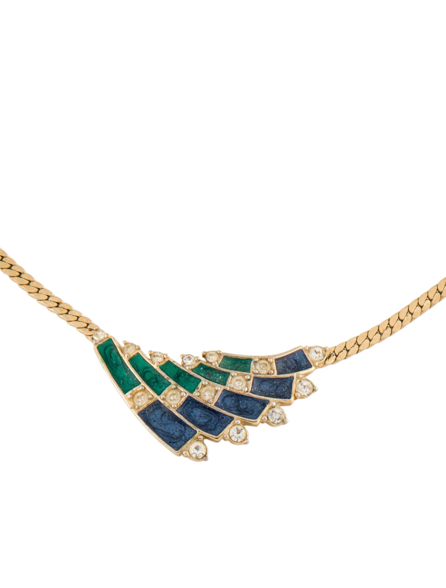 Trifari Vintage Enamel & Crystal Collar Necklace
