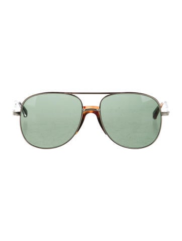 The Row x Linda Farrow Leather-Trimmed Aviator Sunglasses