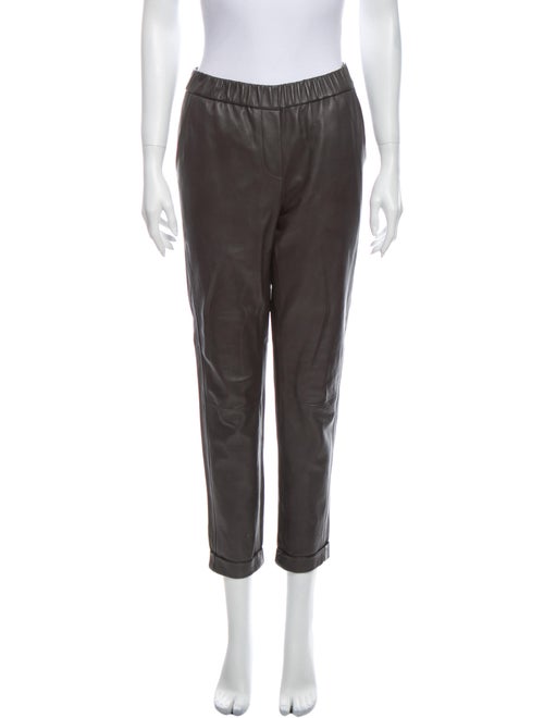 Pants Lamb Leather Straight Leg Pants Grey