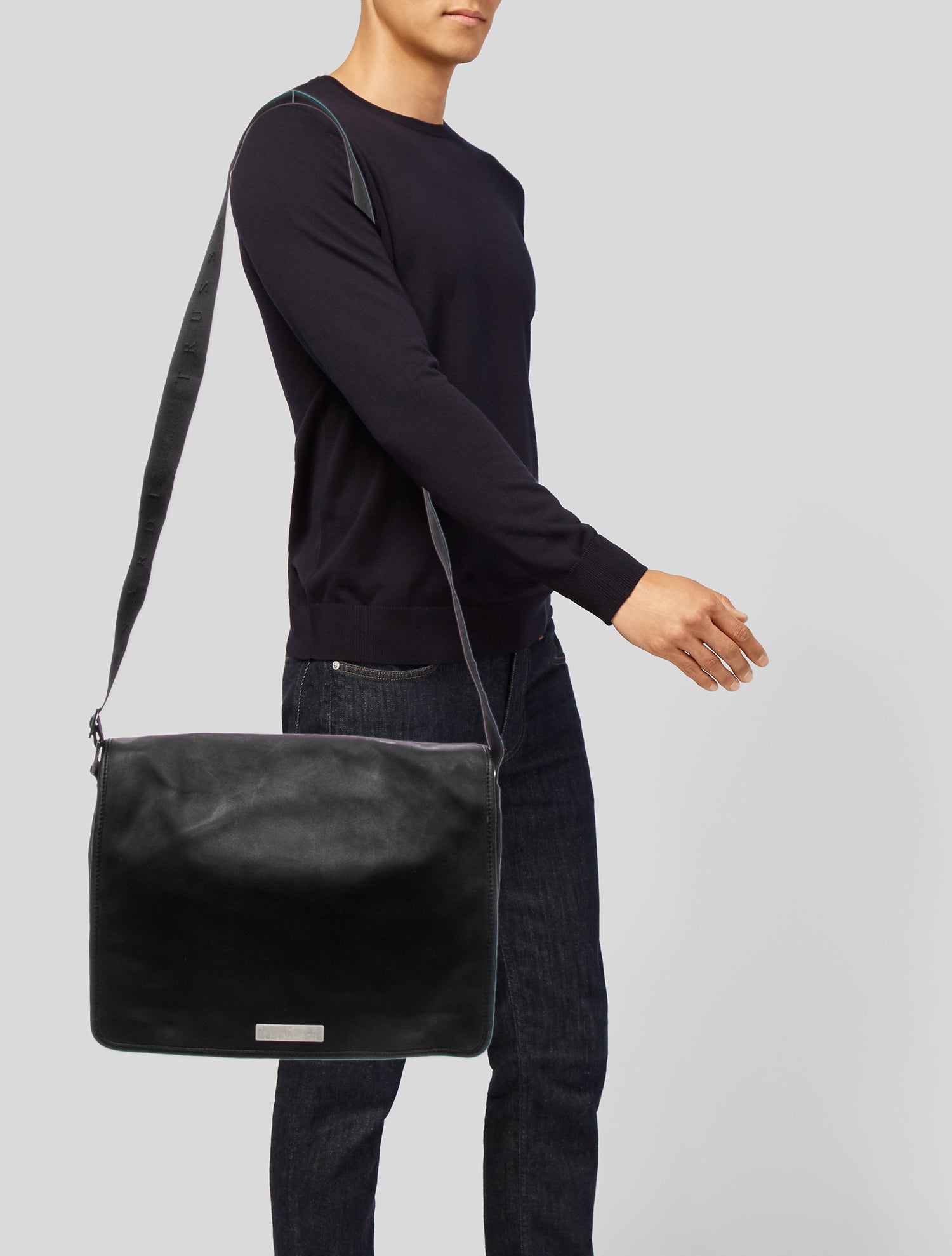 Trussardi Leather Messenger Bag
