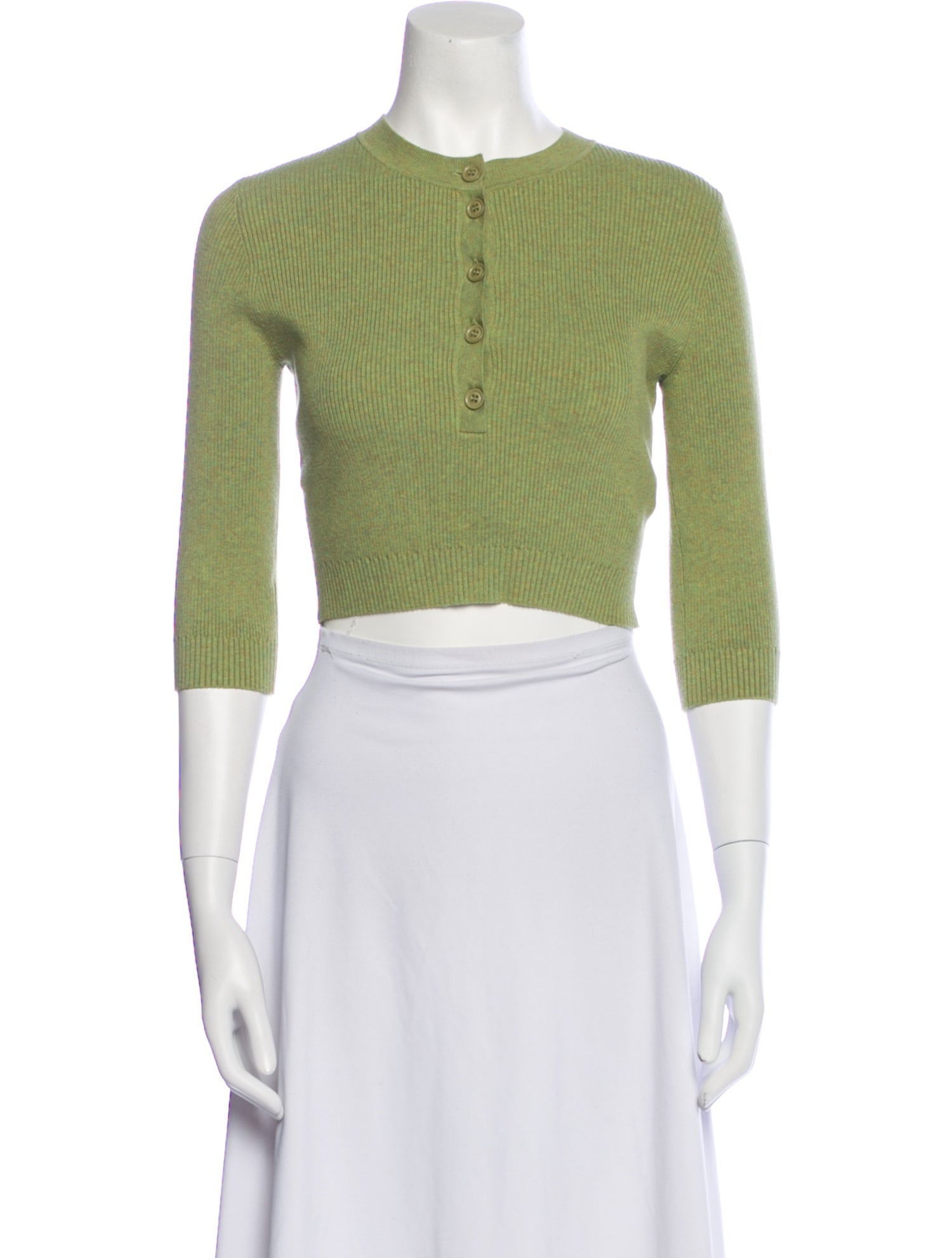 JoosTricot Crew Neck Three-Quarter Sleeve Crop Top