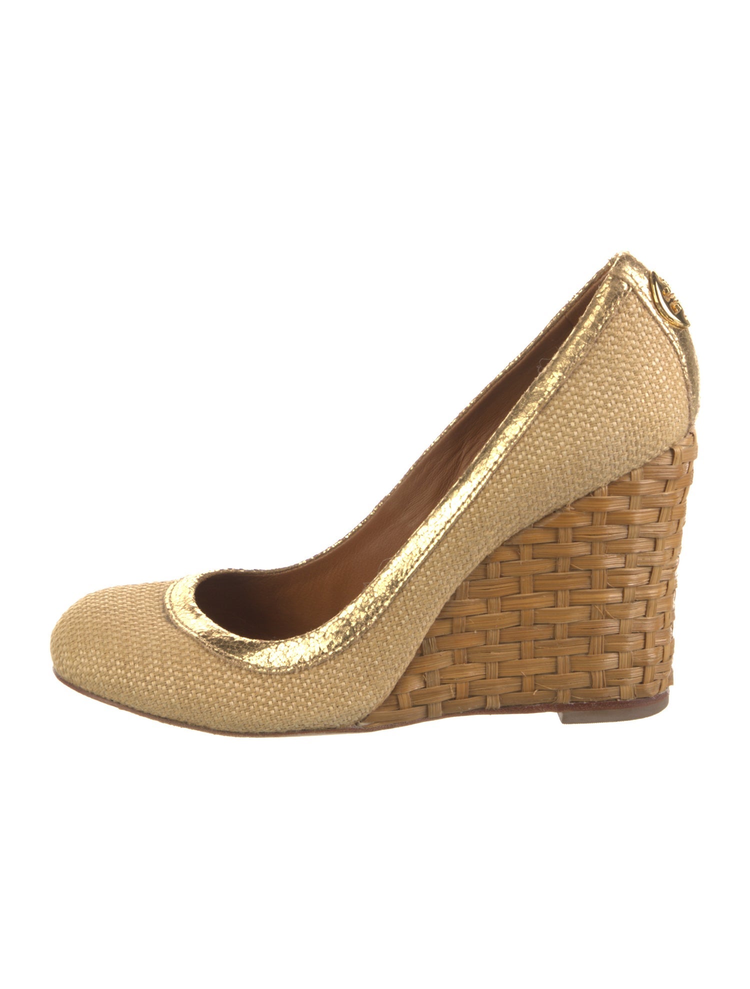 Tory Burch Colorblock Pattern Leather Trim Embellishment Pumps