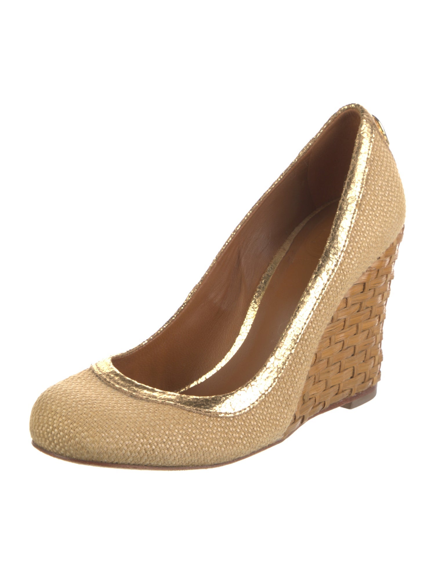 Tory Burch Colorblock Pattern Leather Trim Embellishment Pumps