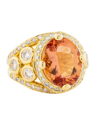 Temple St. Clair Cocktail Ring 18K 5.50ct Topaz & Diamond 4.75