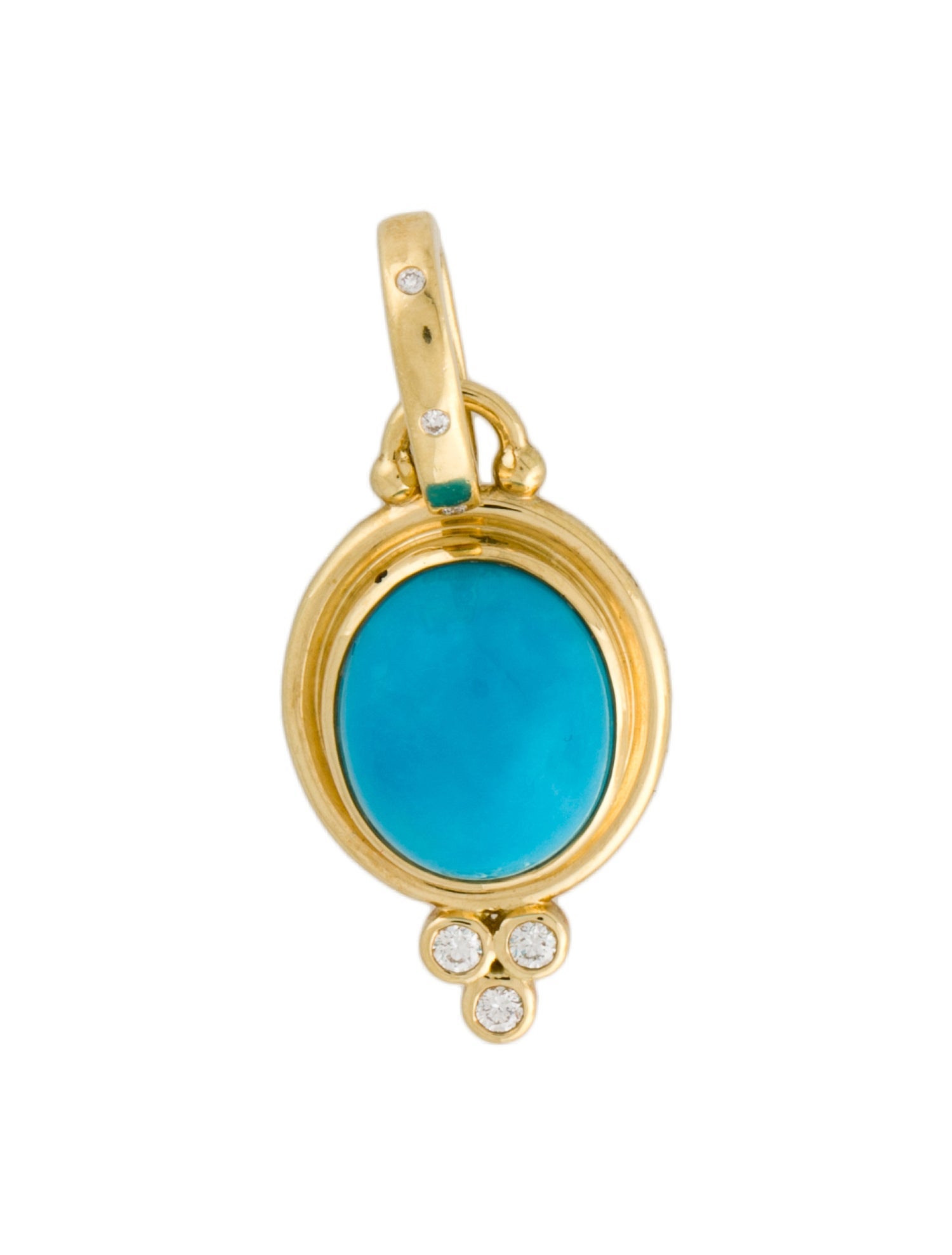 Temple St. Clair 18K Turquoise & Diamond Pendant 18K Yellow Gold Pendant Necklace, Necklaces