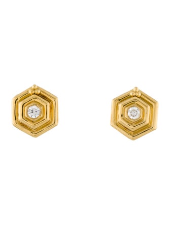 Temple St. Clair 18K Diamond Tree Of Life Beehive Stud Earrings