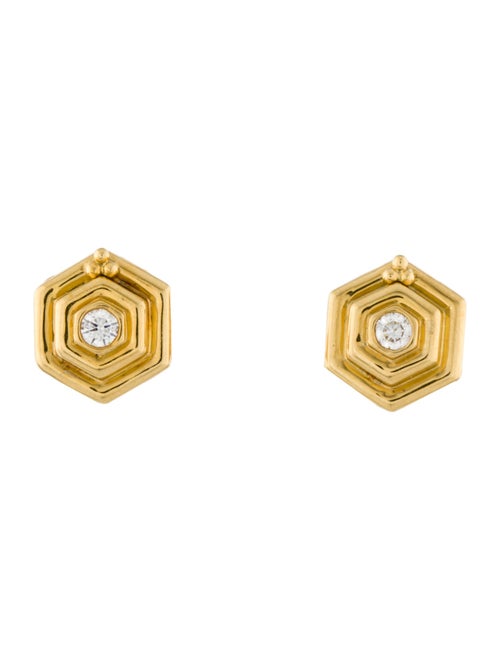 Temple St. Clair 18K Diamond Tree Of Life Beehive Stud Earrings