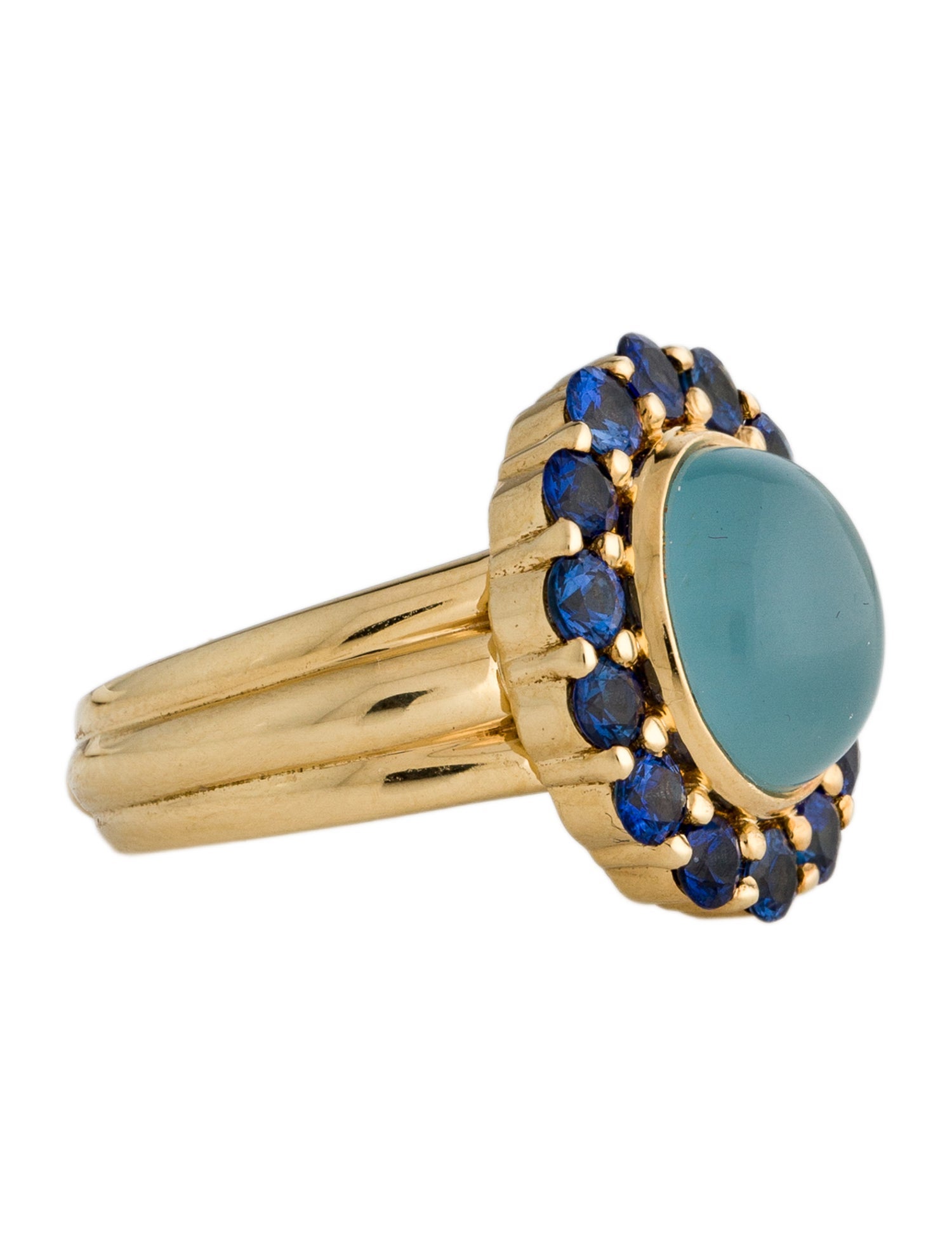Temple St. Clair 18K 4.05ctw Aquamarine & Sapphire Cocktail Ring