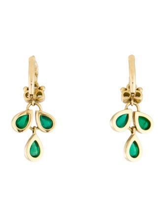 Temple St. Clair 18K 3.06ctw Emerald & Diamond Drop Earrings