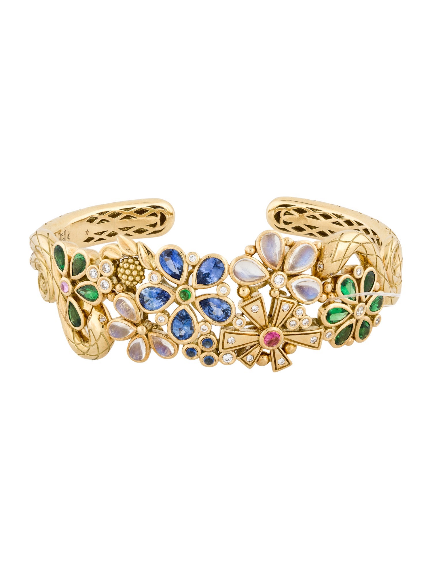Temple St. Clair 18K Multistone & Diamond Floral Snake Cuff
