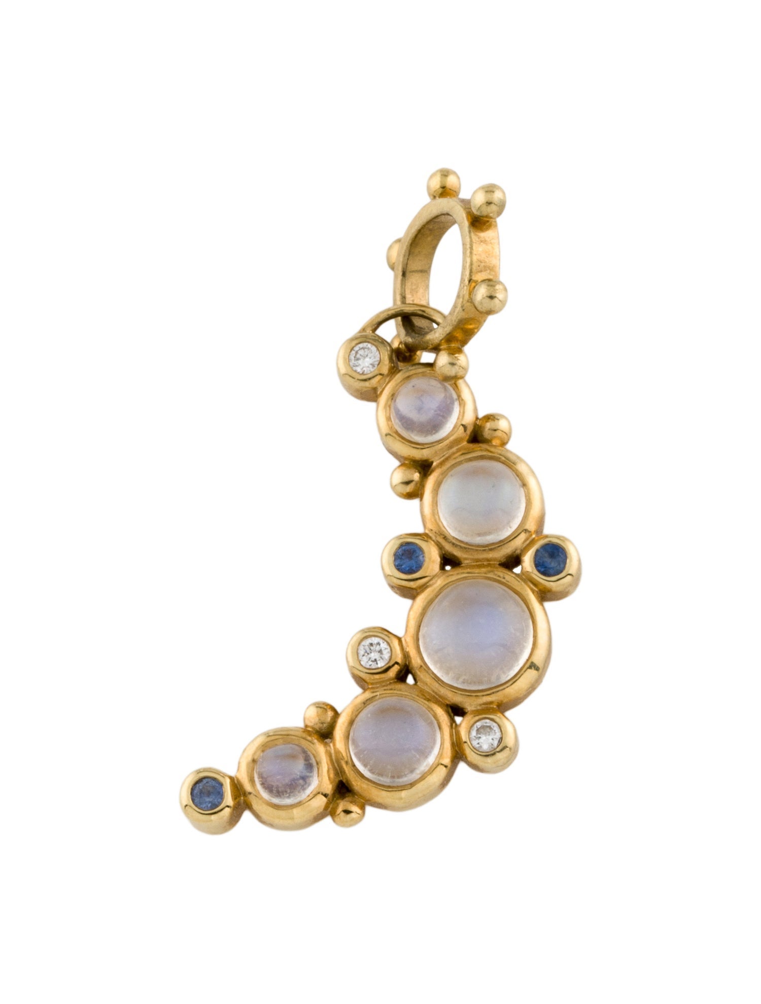Temple St. Clair 18K Moonstone Labradorite,Sapphire & Diamond Crescent Moon Pendant
