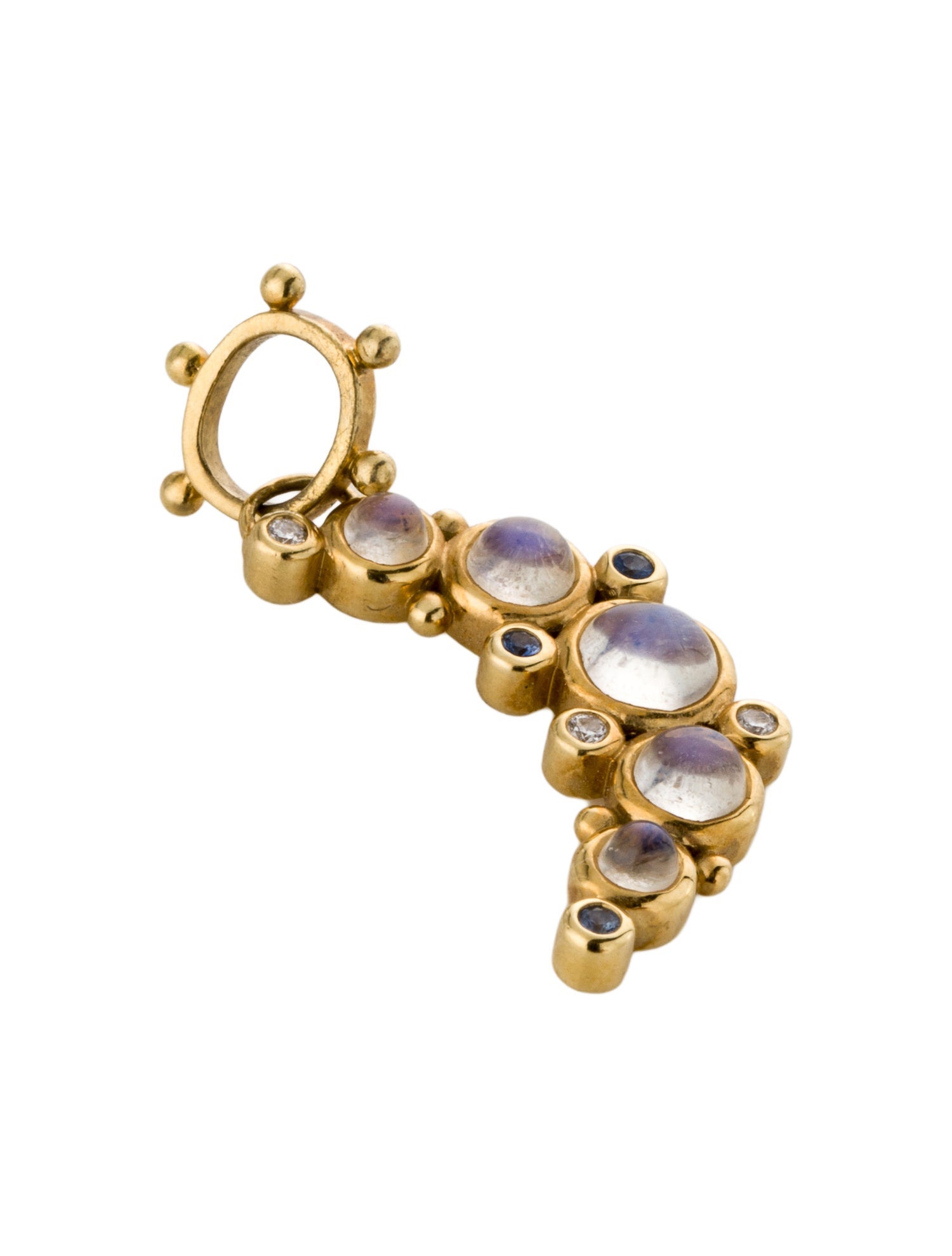 Temple St. Clair 18K Moonstone Labradorite,Sapphire & Diamond Crescent Moon Pendant