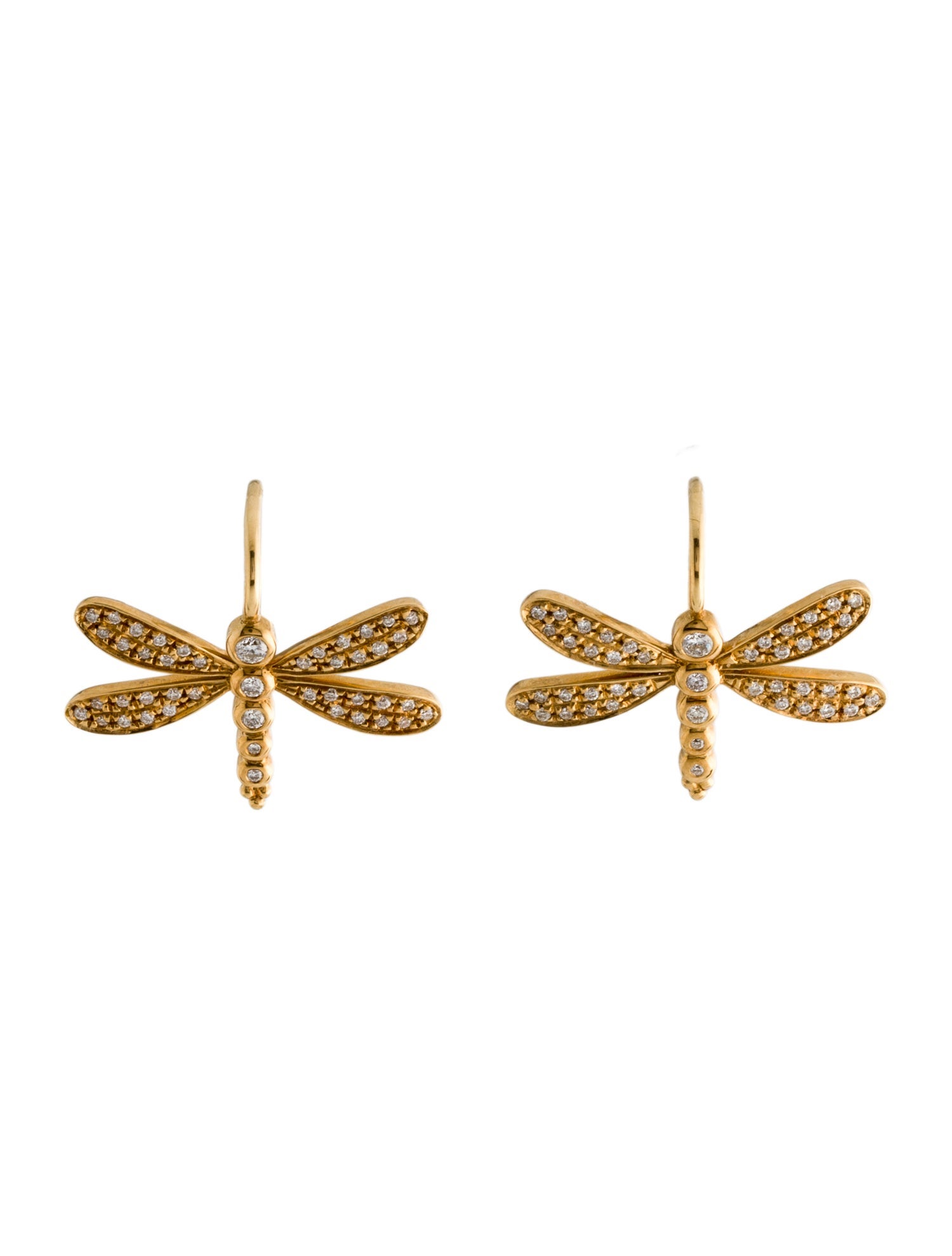 Temple St. Clair 18K Diamond Dragonfly Drop Earrings