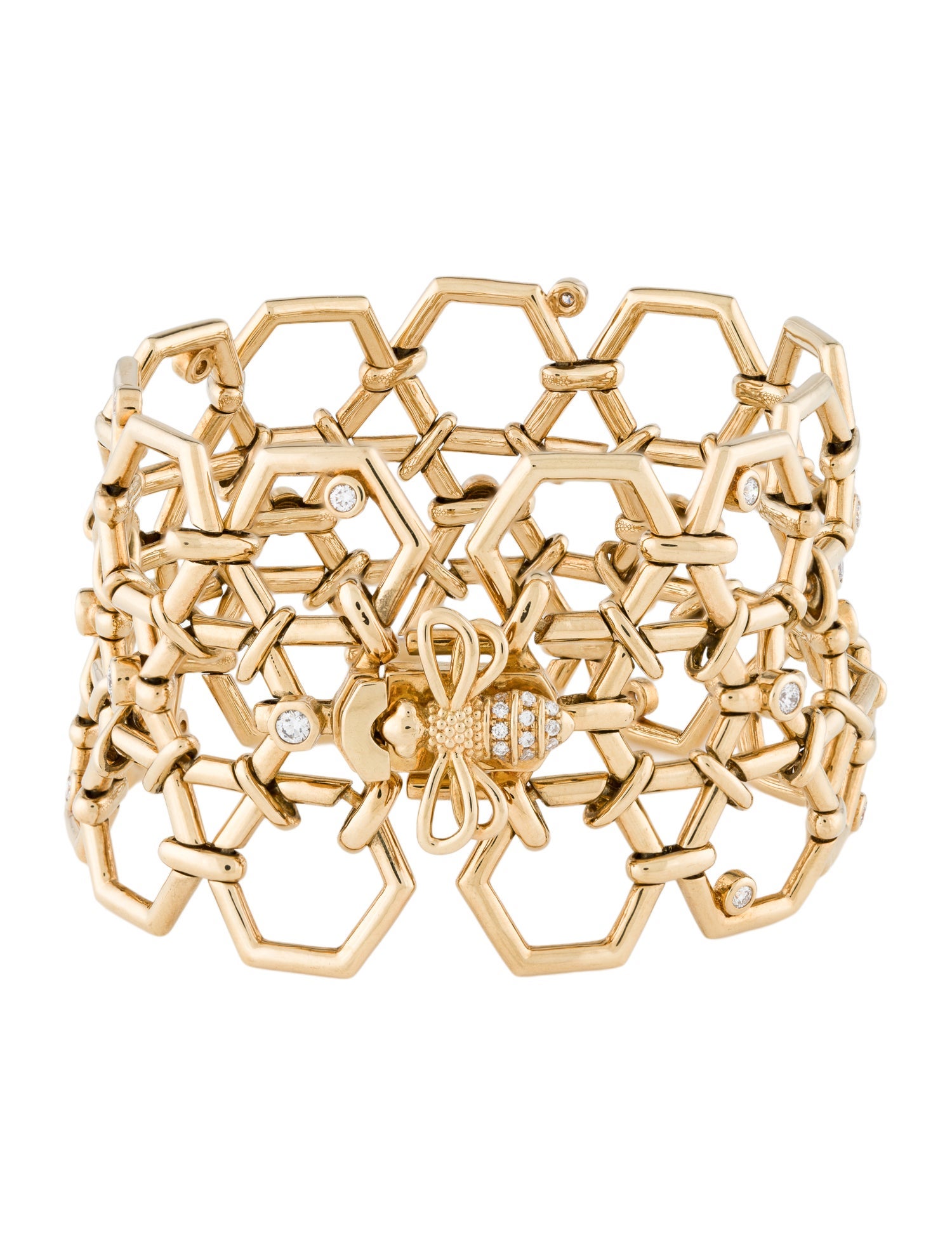 Temple St. Clair 18K 1.06ctw Diamond Beehive Bracelet